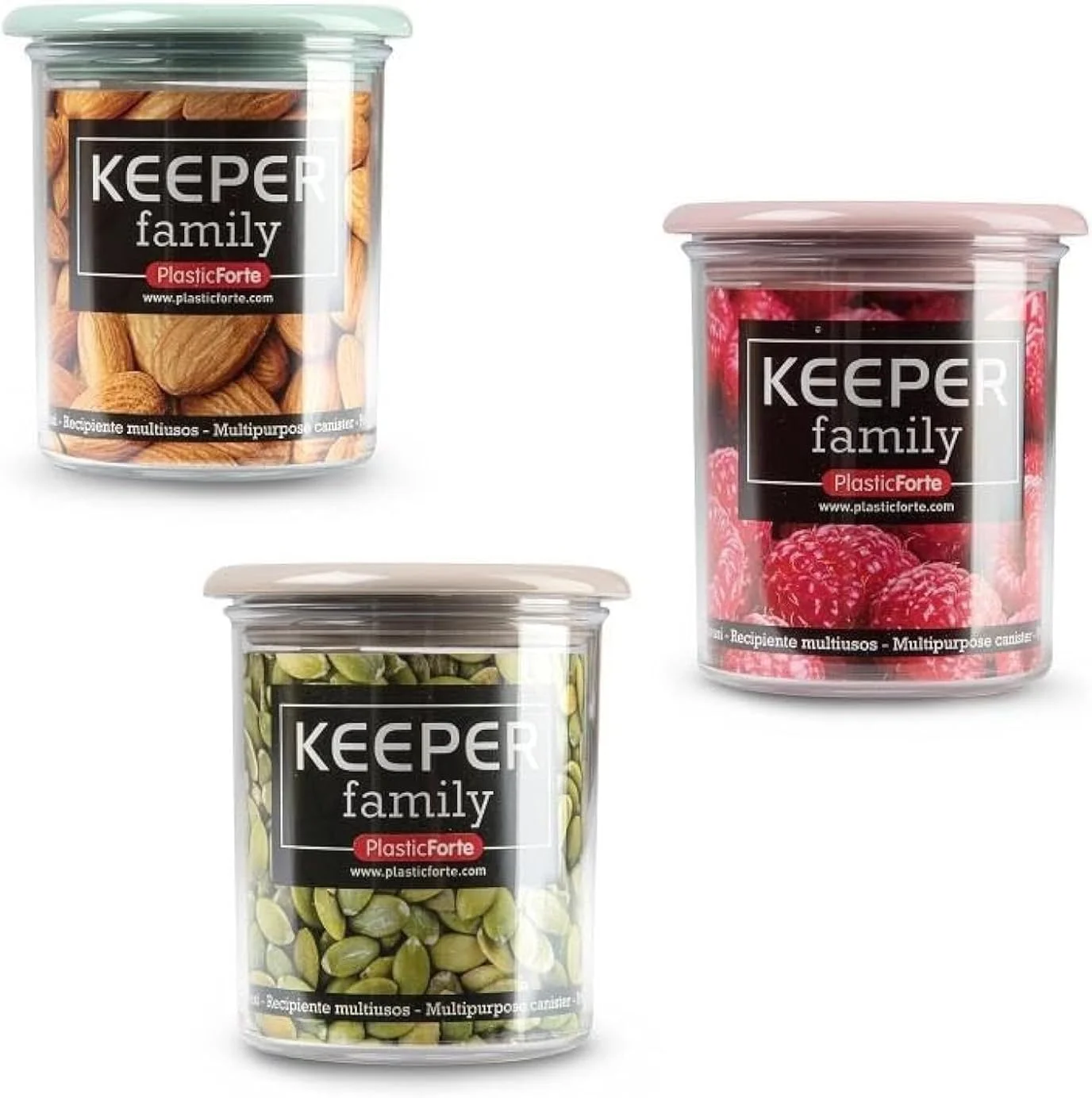 ظرف نگهداری چند منظوره پلاستیک فورته ۲۵۰ میلی لیتر، ۸x۸x۹ سانتی متر - شفاف با درب رنگی متنوع