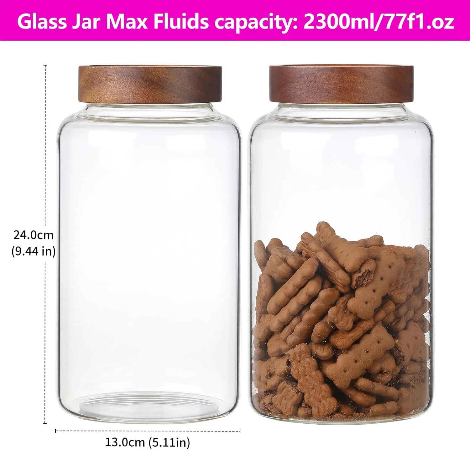 ظروف شیشه ای بزرگ قهوه Patoper، ظروف گرد نگهداری با درب چوبی، ظروف شیشه ای شفاف برای شکر، چای، دانه های قهوه، ادویه جات، آجیل، کلوچه، نمک حمام