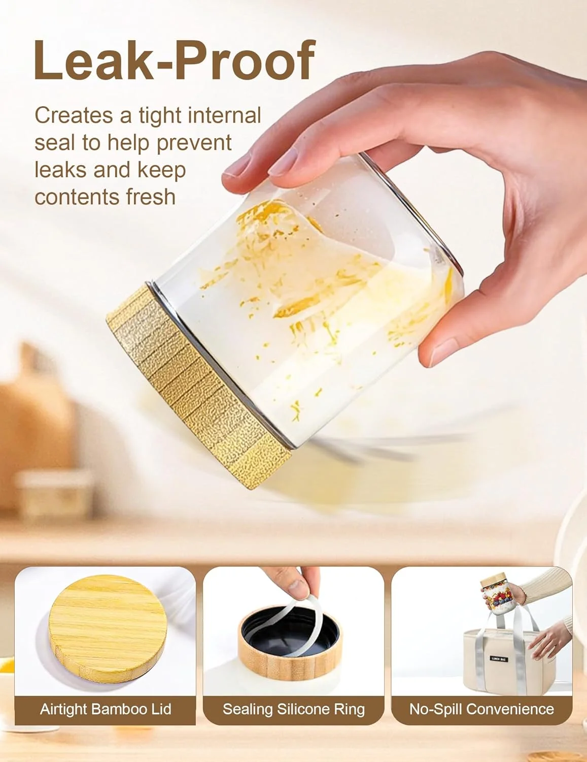 ظروف شیشه ای 500 میلی لیتری PENGSHU با درب - لیوان ماست خوری شیشه ای، ظروف شیشه ای برای نگهداری جو دوسر یک شبه، ظروف نگهداری مواد غذایی در آشپزخانه و انبار، ظروف شیشه ای شمع سازی، ست 4 عددی