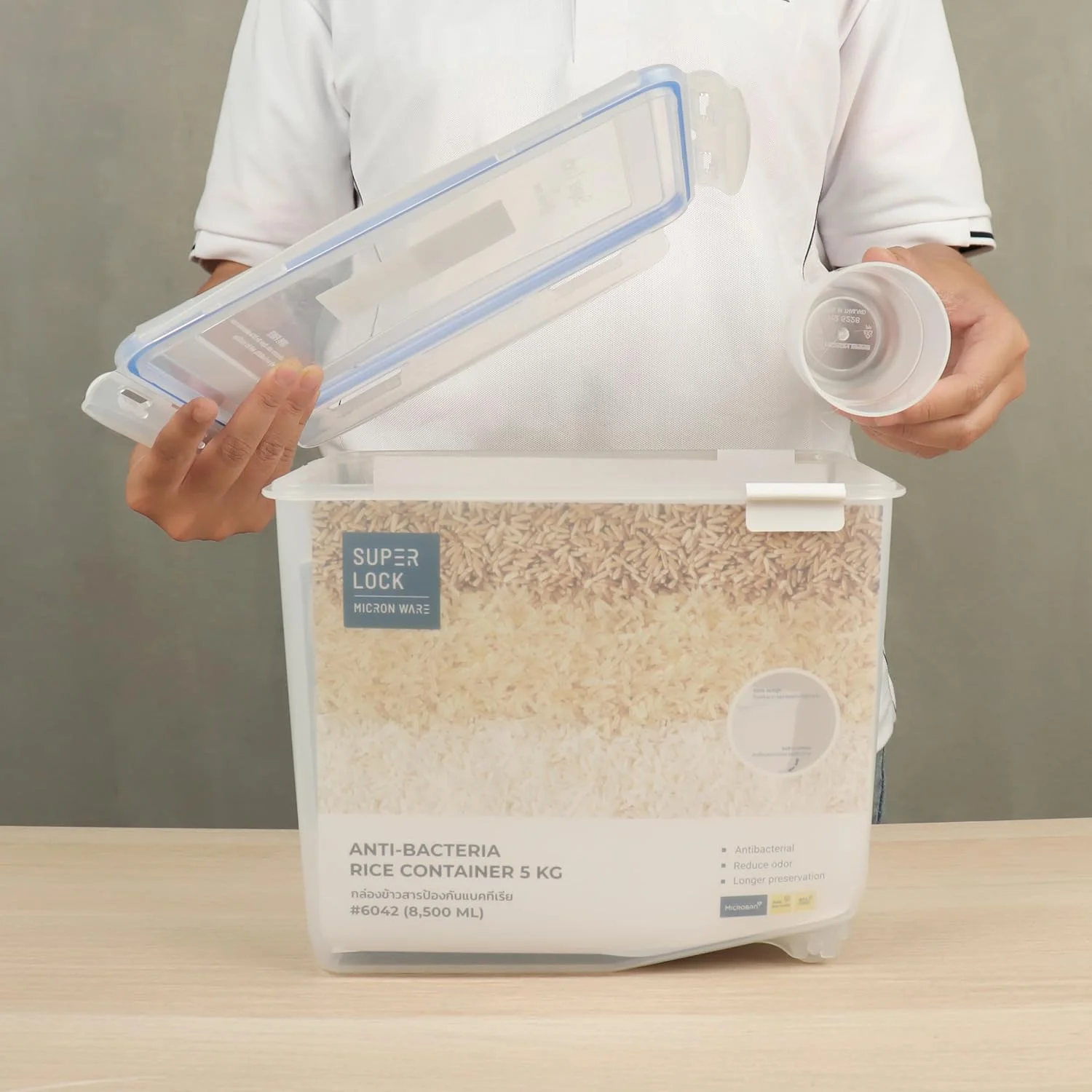 ظرف نگهداری برنج Orchid Superlock، جعبه نگهداری بزرگ مواد غذایی دربسته برای انبار، پخش کننده برنج، ظرف نگهداری مواد خشک و غلات برای آشپزخانه (5 کیلوگرم) ظرف نگهداری برنج Orchid Superlock، جعبه نگهداری بزرگ مواد غذایی دربسته برای انبار، پخش کننده برنج، ظرف نگهداری مواد خشک و غلات برای آشپزخانه (5 کیلوگرم)