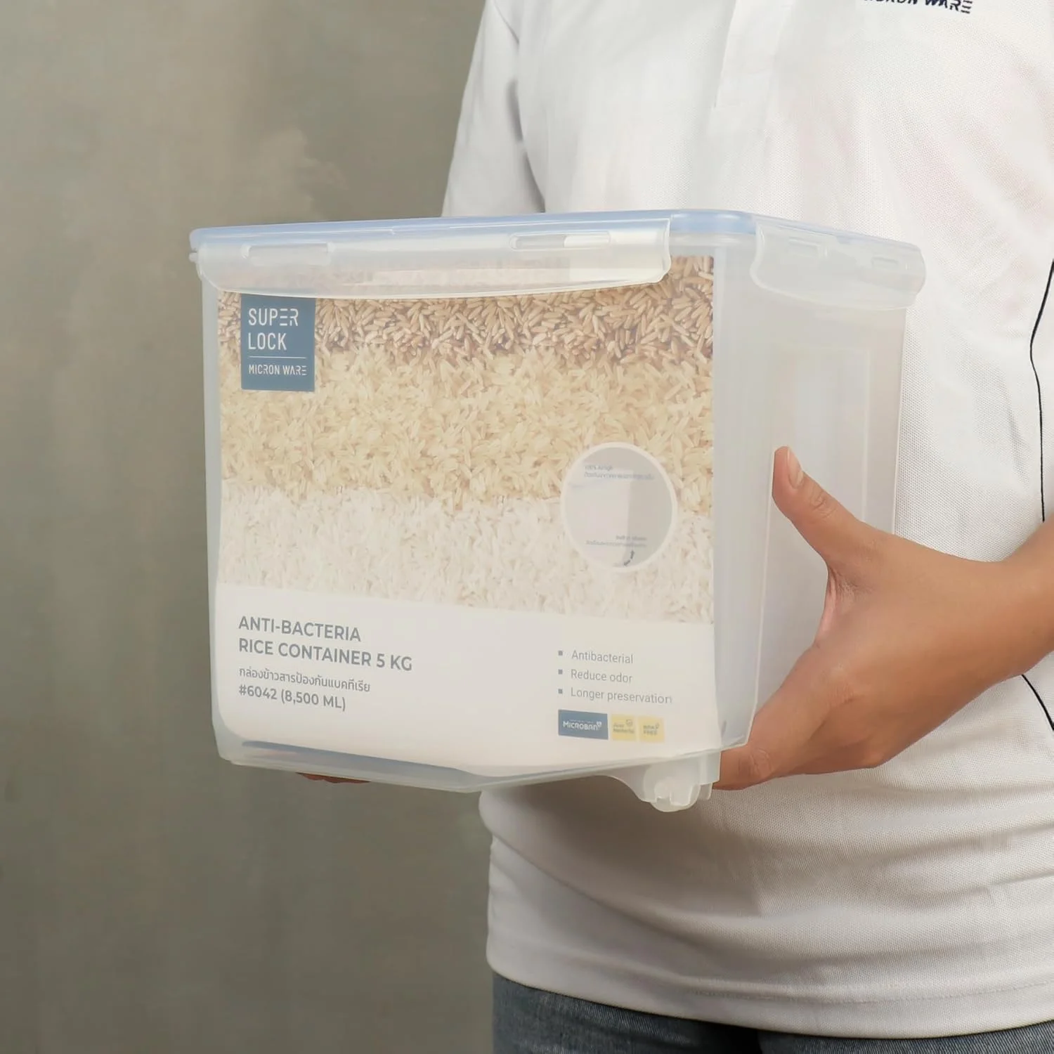 ظرف نگهداری برنج Orchid Superlock، جعبه نگهداری بزرگ مواد غذایی دربسته برای انبار، پخش کننده برنج، ظرف نگهداری مواد خشک و غلات برای آشپزخانه (5 کیلوگرم) ظرف نگهداری برنج Orchid Superlock، جعبه نگهداری بزرگ مواد غذایی دربسته برای انبار، پخش کننده برنج، ظرف نگهداری مواد خشک و غلات برای آشپزخانه (5 کیلوگرم)