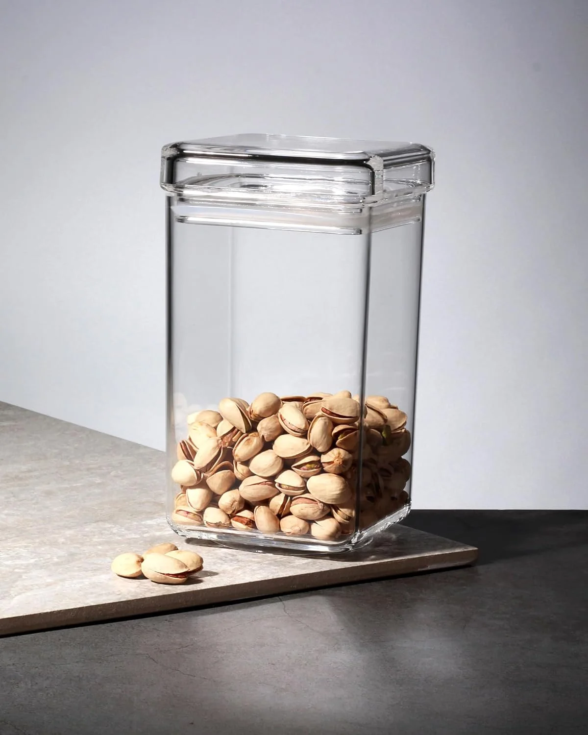 ظرف مربع آکریلیک طلایی ارکیده، شیشه های آکریلیک با درب های محکم، ست ظروف آشپزخانه، ظروف نگهداری مواد غذایی برای انبار و روی کابینت، شیشه های بطری سازمان دهنده ادویه (DTCSQ311L-C)