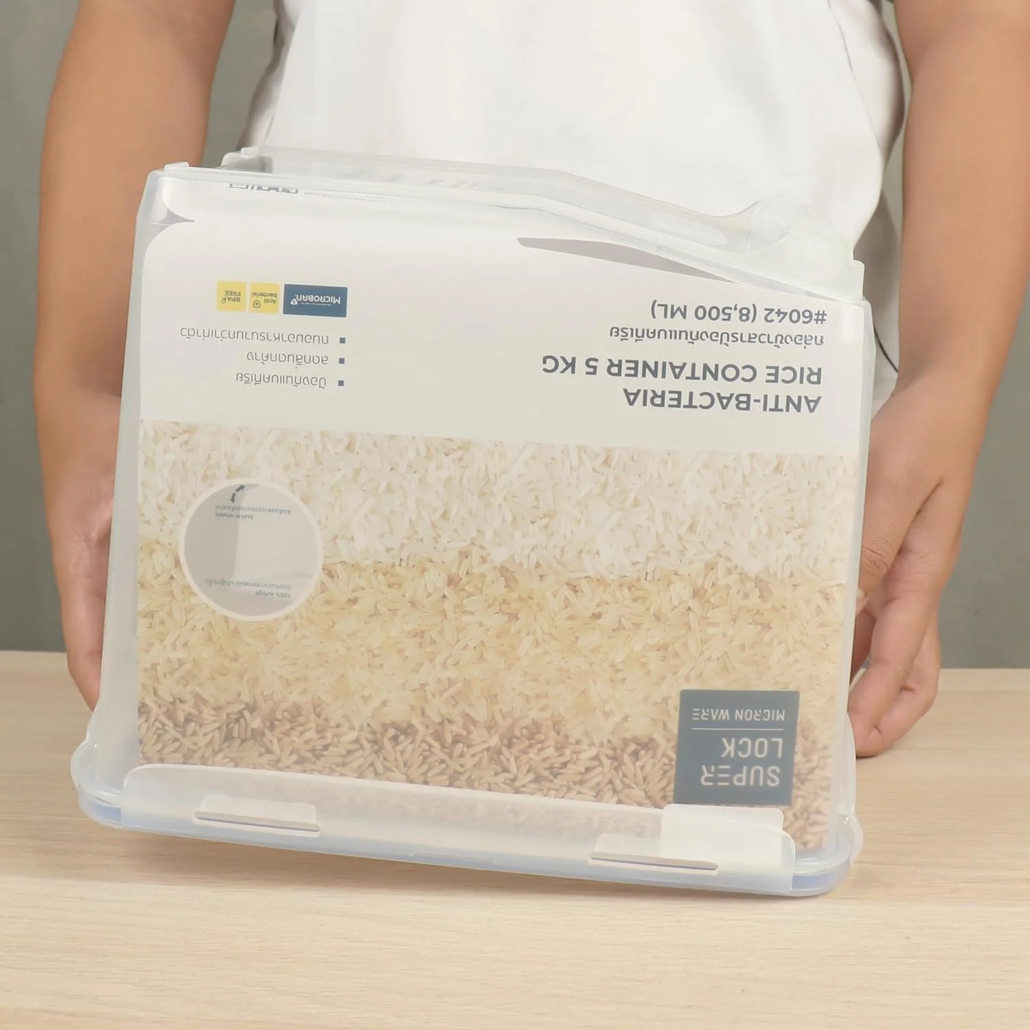 ظرف نگهداری برنج Orchid Superlock، جعبه نگهداری بزرگ مواد غذایی دربسته برای انبار، پخش کننده برنج، ظرف نگهداری مواد خشک و غلات برای آشپزخانه (5 کیلوگرم) ظرف نگهداری برنج Orchid Superlock، جعبه نگهداری بزرگ مواد غذایی دربسته برای انبار، پخش کننده برنج، ظرف نگهداری مواد خشک و غلات برای آشپزخانه (5 کیلوگرم)