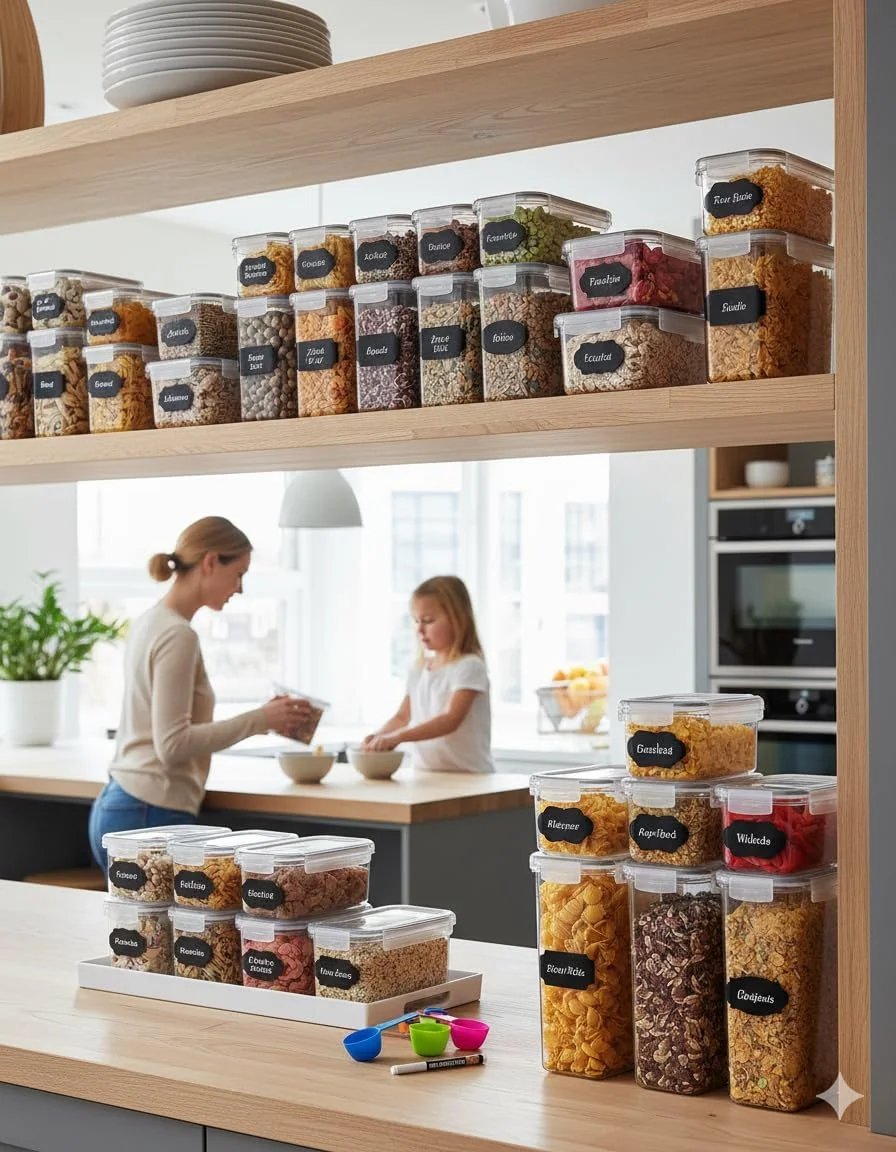 ست ظروف نگهداری مواد غذایی 24 تکه Orlenic با درب های محکم، ظروف پلاستیکی بدون BPA برای سازماندهی آشپزخانه و انبار، ایده آل برای نگهداری غلات، آرد، شکر، پاستا، قهوه، تنقلات