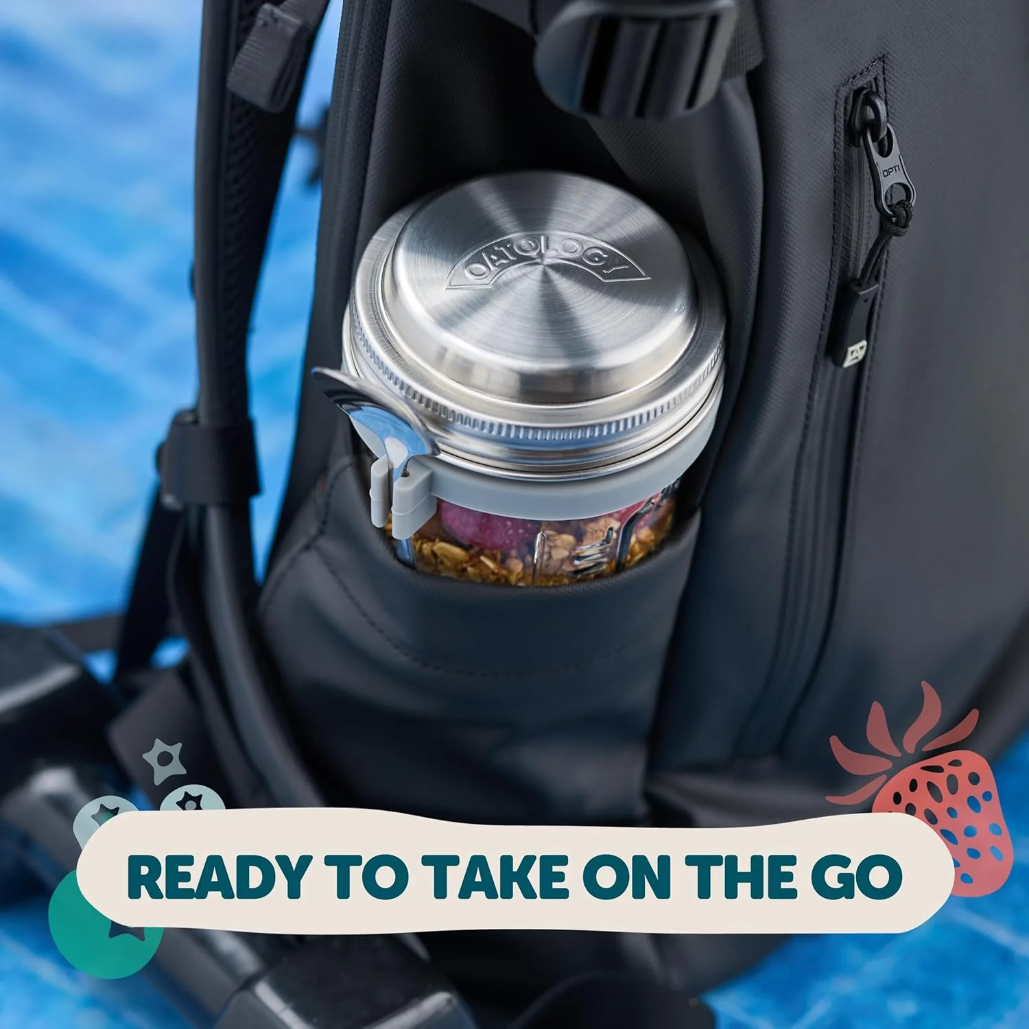 ظرف شیشه ای اوتولوژی برای جو دوسر شبانه با درب | ظرف جو دوسر شبانه، ظروف صبحانه، ظروف شیشه ای میسون با قاشق برای پودینگ چیا، گرانولا، ماست و فرنی | بسته 2 عددی