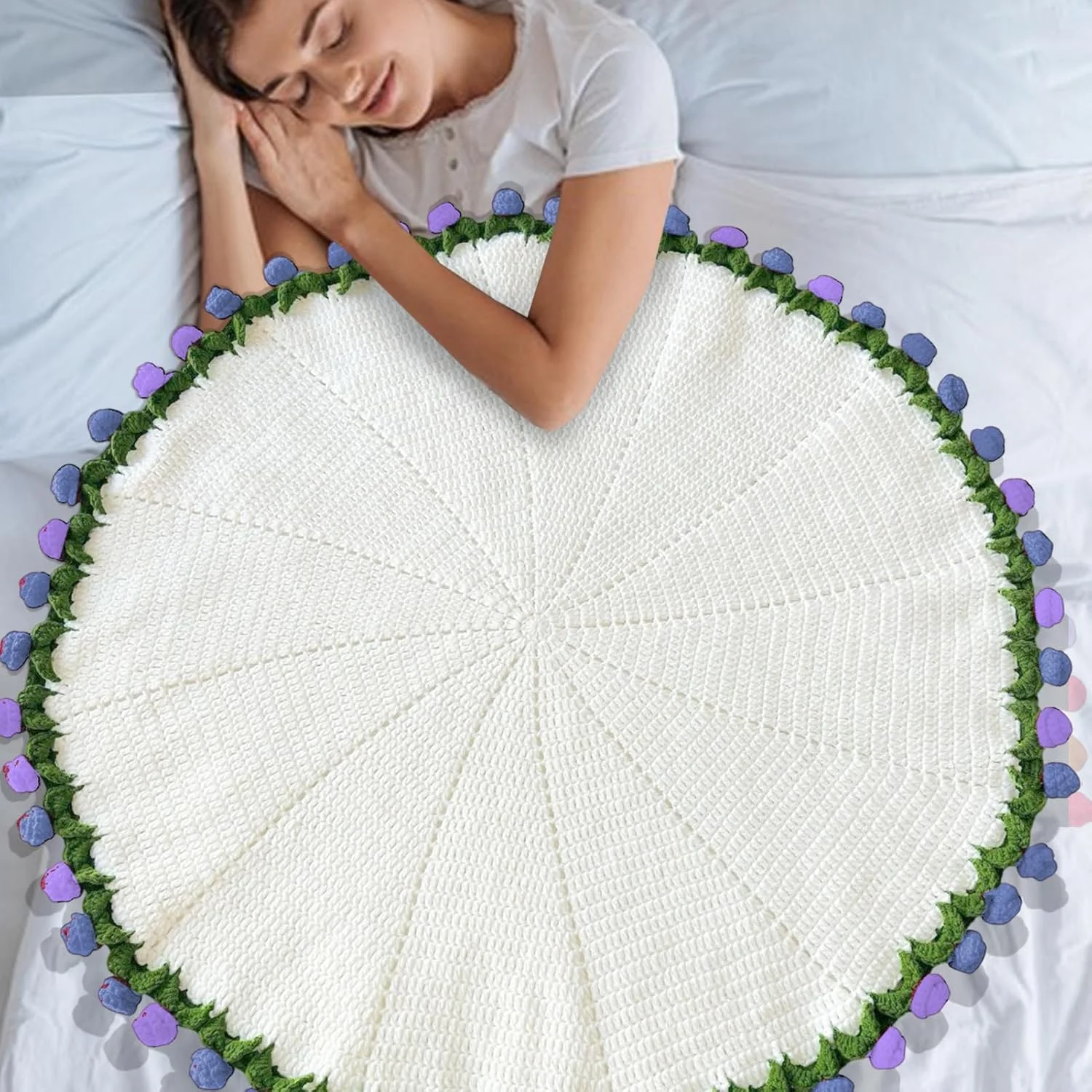 Crochet Flowers Bouquet Blanket Handmade, Soft and Lightweight Romantic Flower Bouquet Knitted Throw Blankets, Handmade Crochet Flower Machine Washable