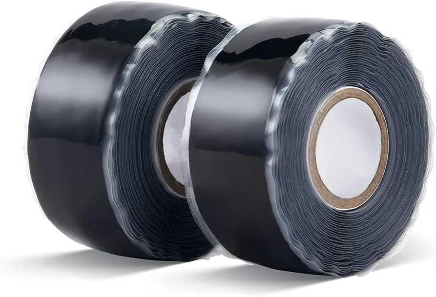 نوار سیلیکونی خود چسب خزنه، 2 رول با عرض 25 میلی متر و طول 3 متر، نوار آب بندی سیلیکونی خود چسب مقاوم در برابر آب و هوا برای تعمیر اضطراری خط لوله/بانداژ کابل/تثبیت ابزار (مشکی)