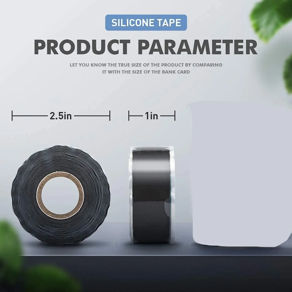 نوار سیلیکونی خود چسب خزنه، 2 رول با عرض 25 میلی متر و طول 3 متر، نوار آب بندی سیلیکونی خود چسب مقاوم در برابر آب و هوا برای تعمیر اضطراری خط لوله/بانداژ کابل/تثبیت ابزار (مشکی)