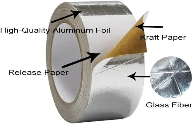 نوار فویل آلومینیومی MARKQ FSK، 2 اینچ در 25 یارد، نوار پوشش عایق کرافت برای عایق کاری، تعمیرات HVAC، آب بندی کانال ها، لوله کشی، شکاف طاقچه پنجره، نشتی سقف، 1 رول