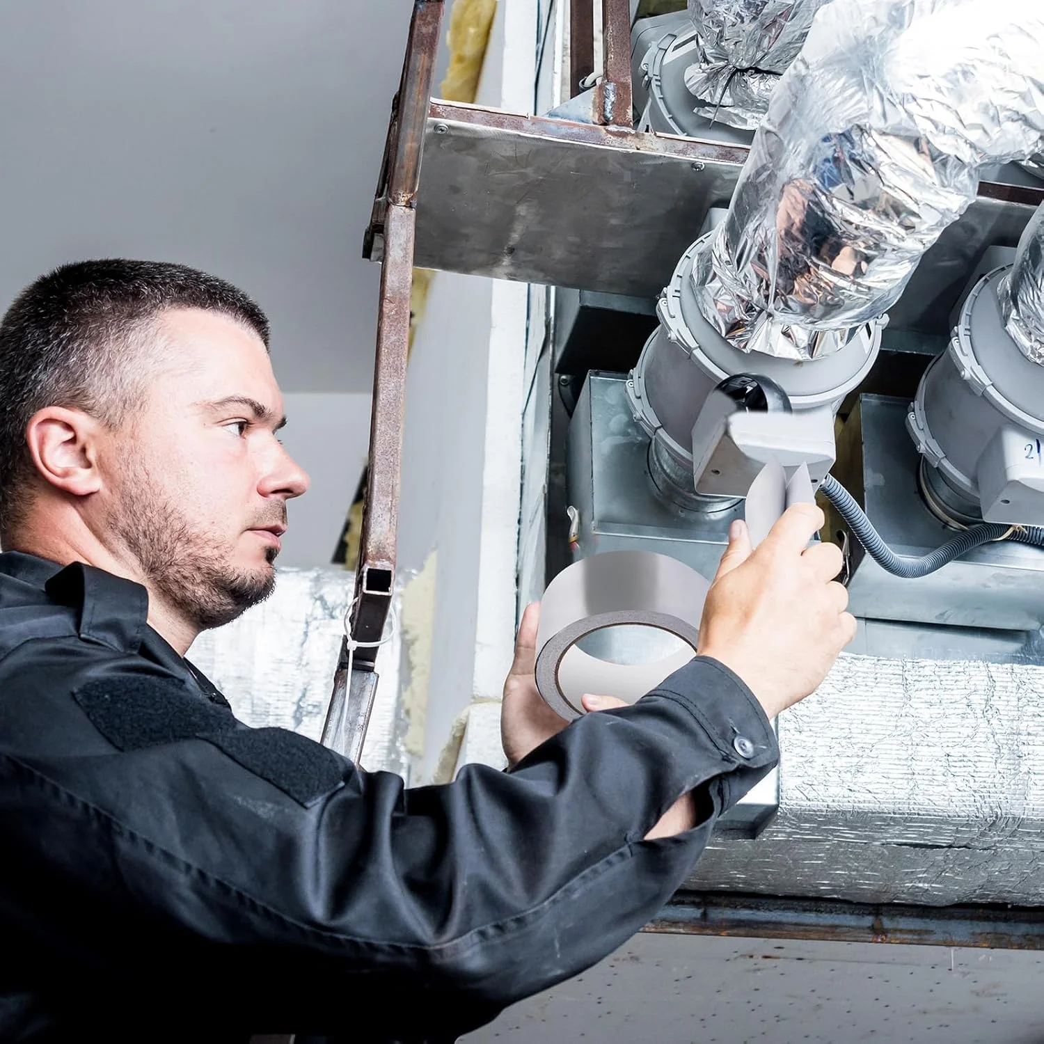 نوار فویل آلومینیومی MOMENT 1 رول | 2 اینچ در 25 یارد | نوار فلزی چسب عایق برای HVAC، آب بندی و تعمیر مجاری هوای گرم و سرد | نوار نقره ای برای تعمیر فلز