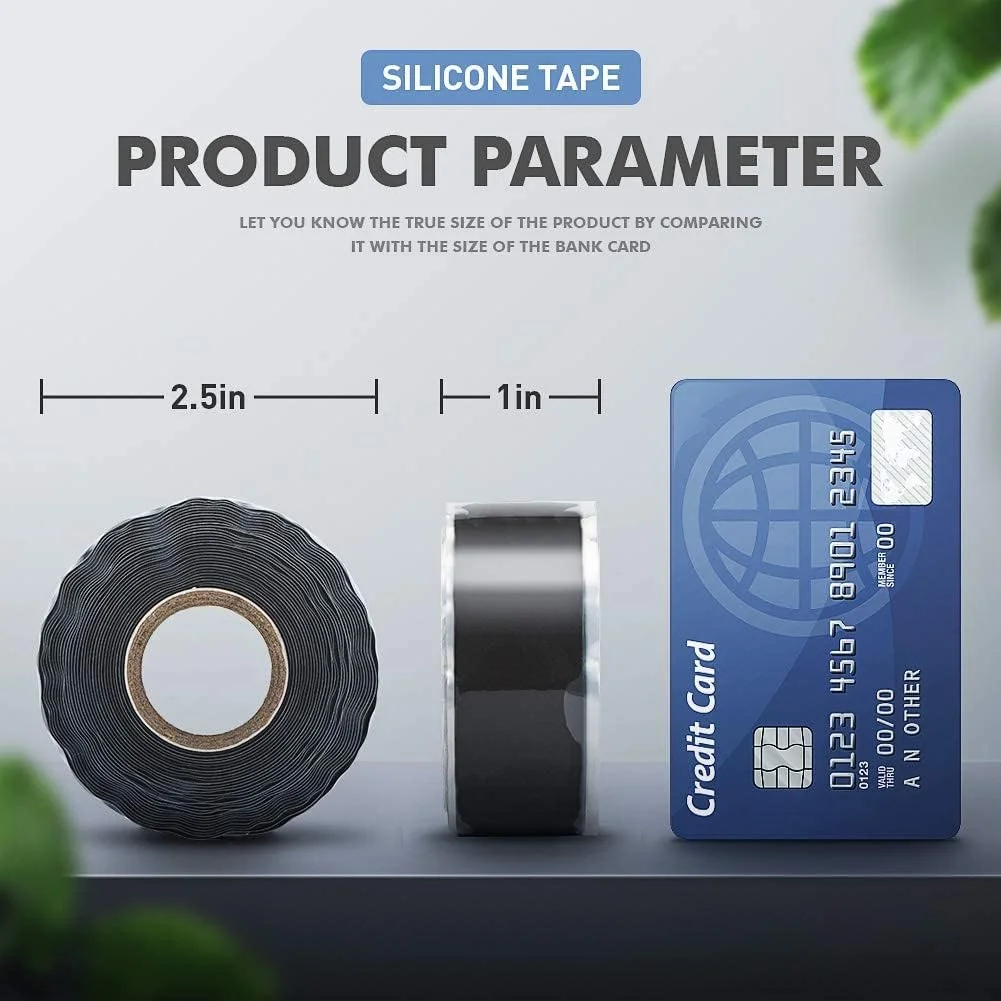 نوار سیلیکونی خود چسب KWSLIN، 2 رول (25 میلی متر × 3 متر) - ضد آب، مقاوم در برابر حرارت و مواد شیمیایی، بدون باقی مانده، نوار سیلیکونی مشکی غیر چسبنده برای تعمیرات اضطراری نشتی لوله، عایق کابل، تعمیر ابزار