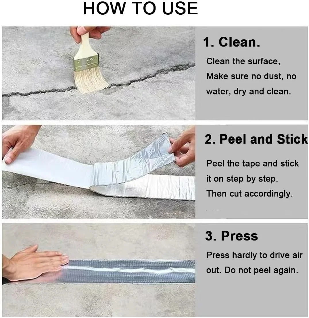 نوار سوپر ضد آب حرفه ای Lonimia، نوار آب بندی بوتیل فویل آلومینیومی برای نشتی، برای نشتی سقف، ترک سطح، شکاف طاقچه پنجره، سایبان، پارگی لوله، آب بندی قایق و غیره (10 * 500 سانتی متر)