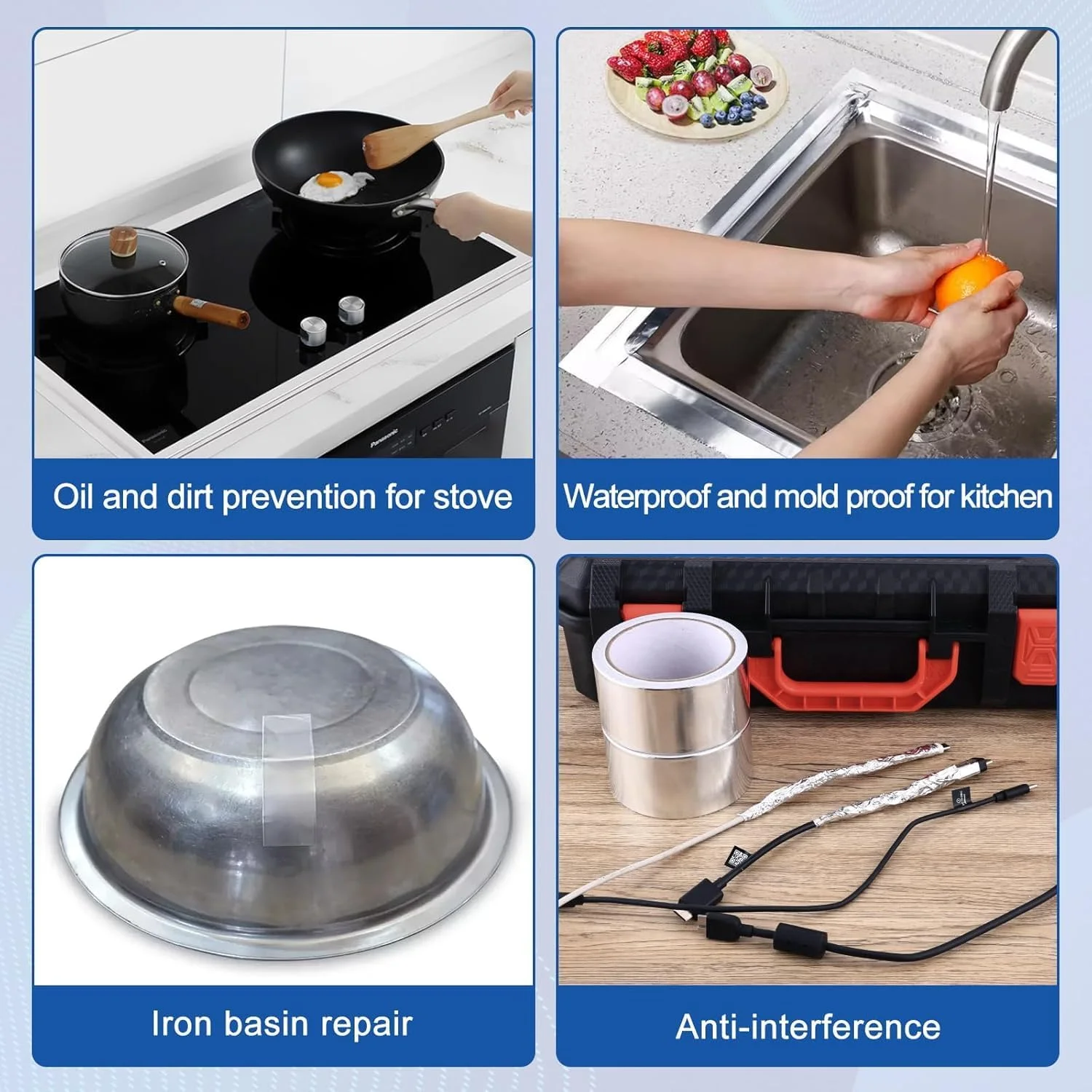 نوار فویل آلومینیومی Odluzy، بسته 2 عددی، نوار مقاوم در برابر حرارت بالا، نوار آب بندی HVAC، نوار چسب فلزی، نوار نقره ای برای کانال کشی، دریچه خشک کن، HVAC، 1.9 اینچ در 11 یارد (32.8 فوت)