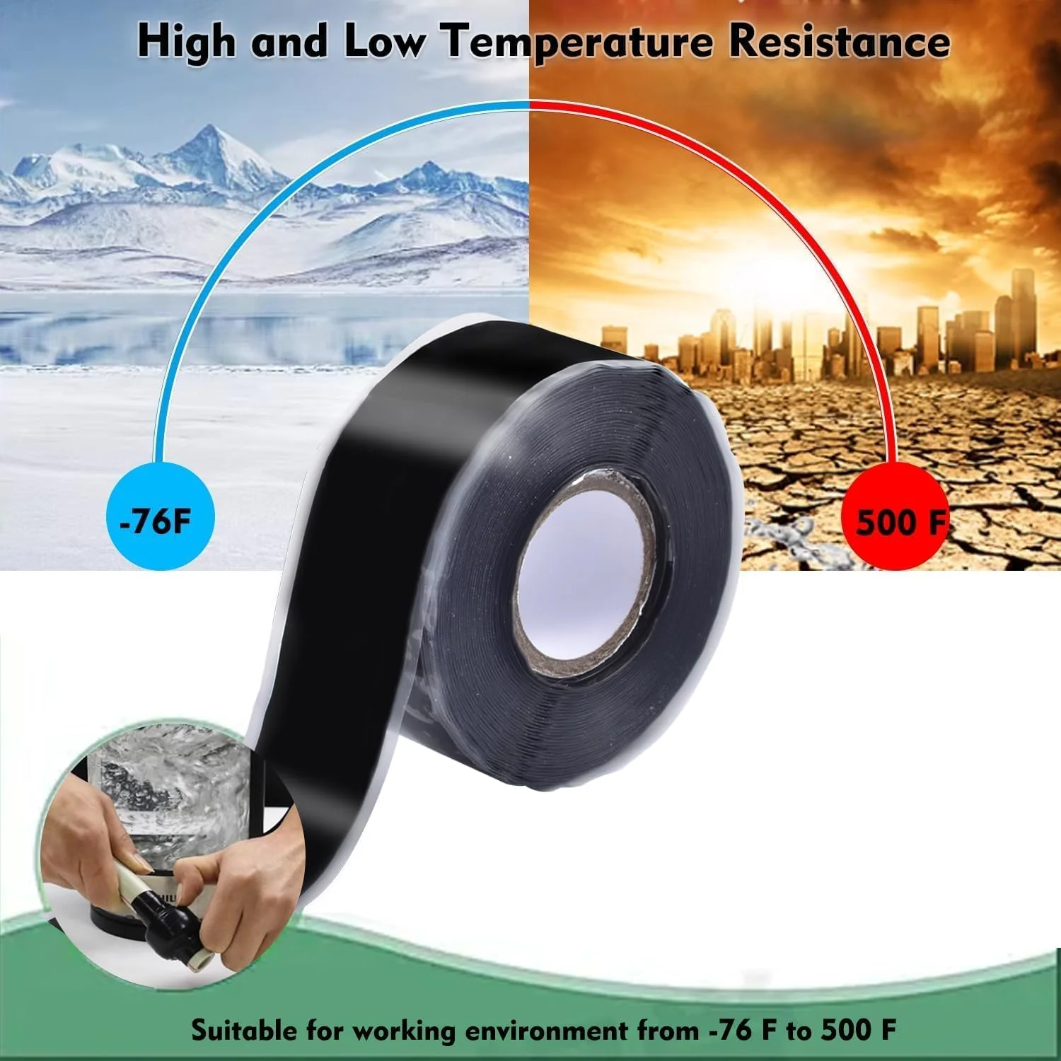 نوار عایق لوله پی وی سی ممتاز QUSAI TRADING - نوار سیلیکونی خود چسب برای تعمیر لوله، ضد آب، مقاوم در برابر حرارت، بادوام برای لوله کشی، خودرو و تعمیرات اضطراری - 5 سانتی متر x 9 متر