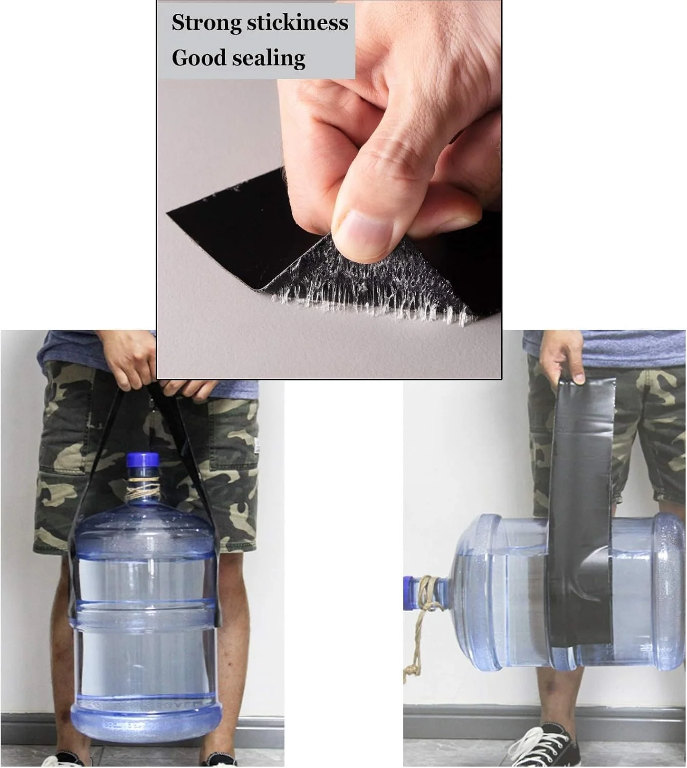 نوار تعمیر ضد آب 2 اینچی POAKER - چسبندگی قوی، نوار آب بندی کشسان مناسب تمام شرایط آب و هوایی برای عایق، سقف، لوله ها، سوراخ ها، ترک ها و استخرها، مخازن، بشکه ها و ظروف نشتی (مشکی، 2 عدد)