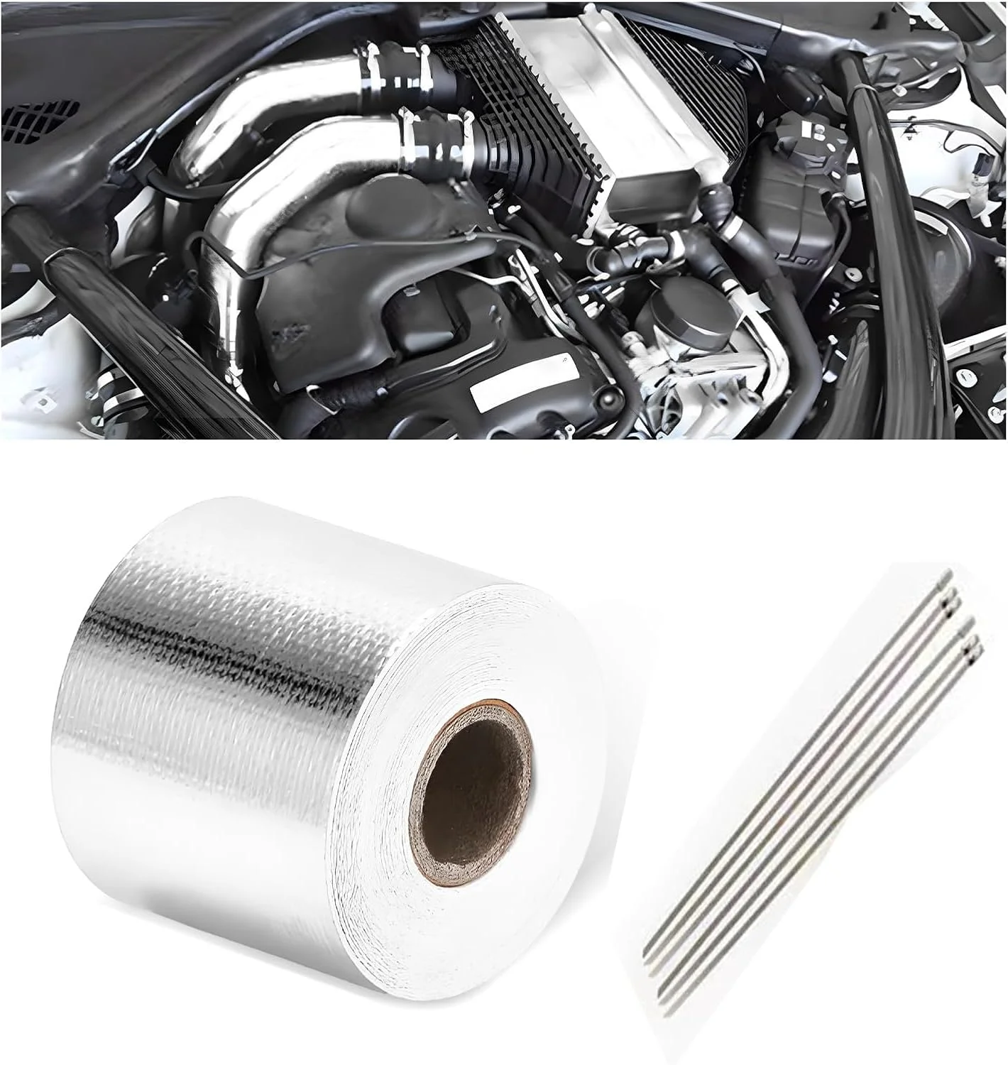 نوار بازتابنده محافظ حرارت، رول عایق حرارتی، رول عایق دمای بالای فویل آلومینیومی، ورق پشتی خود چسب سازگار با لوله ورودی هوای خودرو، محفظه موتور، 2 اینچ × 32.8 فوت نوار بازتابنده محافظ حرارت، رول عایق حرارتی، رول عایق دمای بالای فویل آلومینیومی، ورق پشتی خود چسب سازگار با لوله ورودی هوای خودرو، محفظه موتور، 2 اینچ × 32.8 فوت