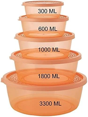 ظروف غذای یاقوت کبود ناکودا، مناسب مایکروویو، ظروف نگهداری مواد غذایی خشک برای سازماندهی و نگهداری مواد غذایی در آشپزخانه، ست ظروف گرد 5 عددی طقم حاويات ناكودا