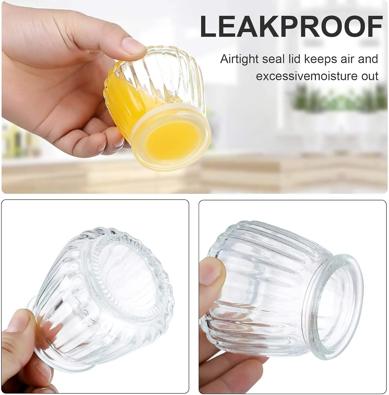 ست 10 عددی شیشه های ماست و پودینگ 100 میلی لیتری شفاف NALACAL با درب های پلی اتیلن - ظروف نگهداری چند منظوره برای شیر، مربا، ژله، موس، عسل، دسر و موارد دیگر - ایده آل برای استفاده در آشپزخانه و انبار