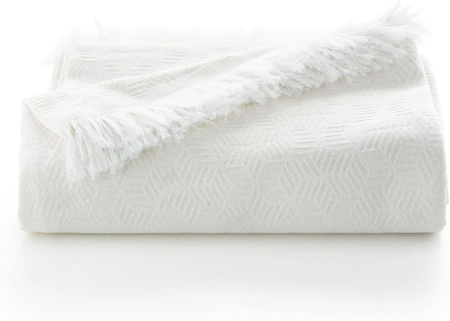 رو تختی و رو مبلی چند منظوره GAMUSI. پتو ملافه ای طرح دار، پتو مبلی، نرم، هندسی، پنبه ای – 180 x 140 سانتی متر، کرم