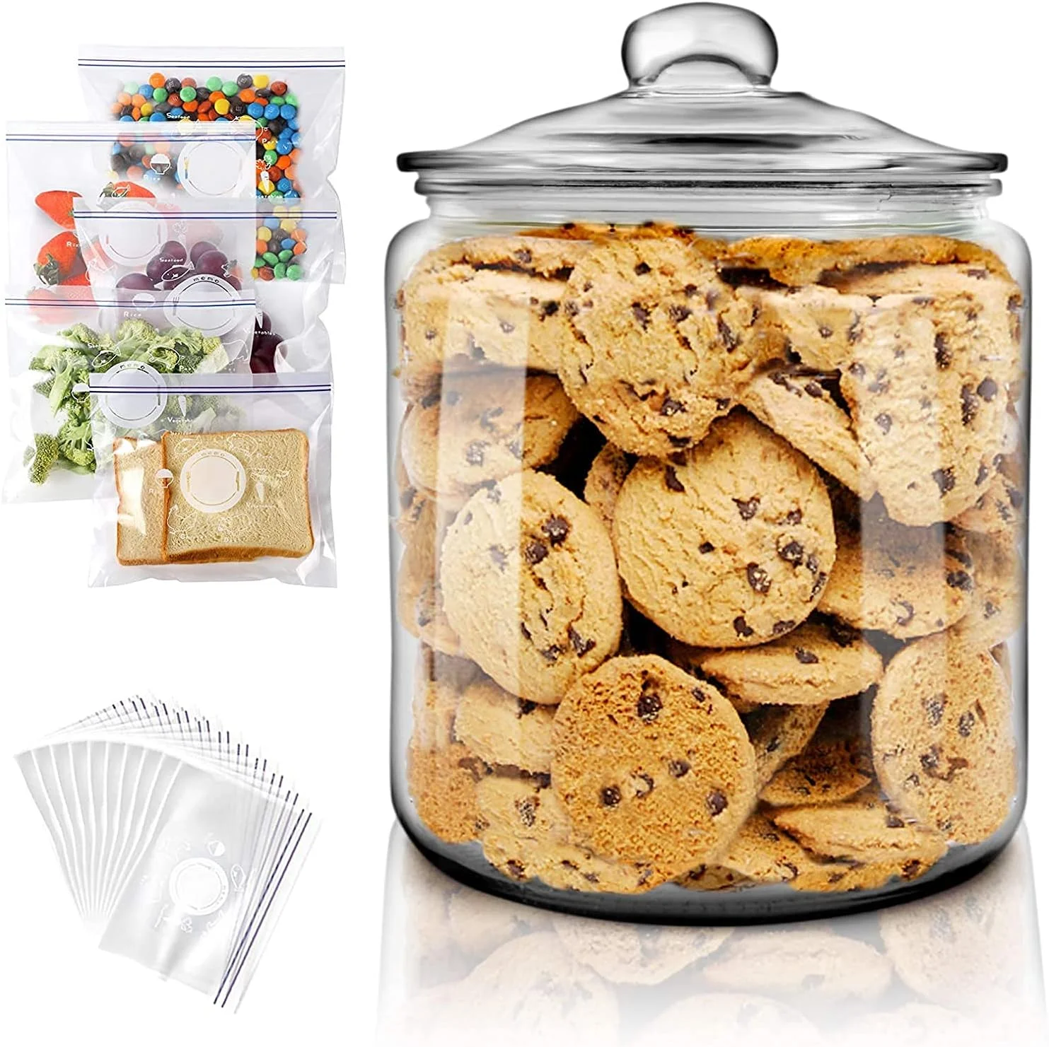 ظروف نگهداری مواد غذایی چند منظوره XOXO با ظرفیت 1 لیتر، ظروف شیشه ای بزرگ و درب دار، ظروف نگهداری آشپزخانه برای کنسرو کردن، نگهداری ترشی، شکر، غلات و آبنبات