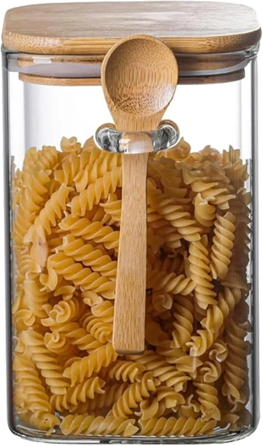 ست 3 عددی ظروف شیشه ای درب دار و قاشق دار MOTIM، مناسب برای نگهداری مواد غذایی در خانه، آشپزخانه و سازماندهی انباری، ایده آل برای آرد، شکر، قهوه، آب نبات، تنقلات و موارد دیگر (1500 میلی لیتر)