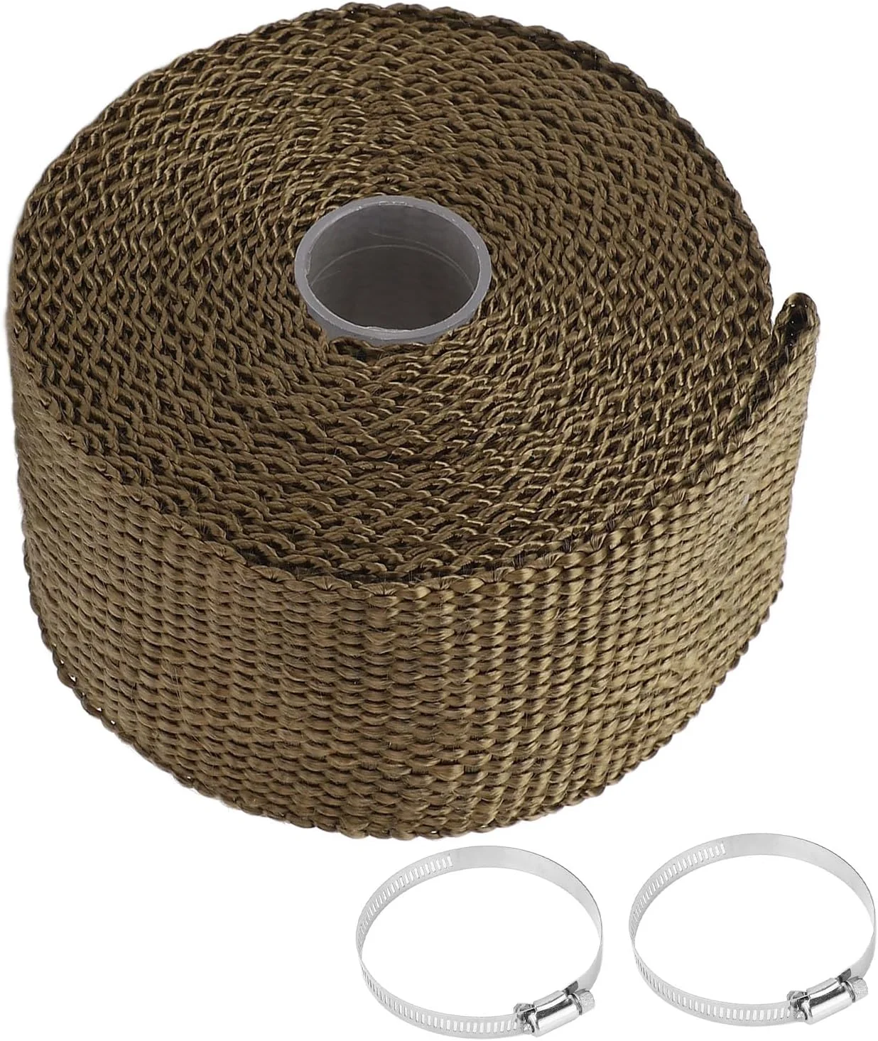 نوار عایق لوله مقاوم در برابر آتش، نوار حرارتی الیاف بازالت، عایق لوله مقاوم در برابر حرارت به طول 5 متر، محافظ ضد سوختگی لوله دودکش اجاق گاز با 2 عدد بست قابل تنظیم برای فضای باز