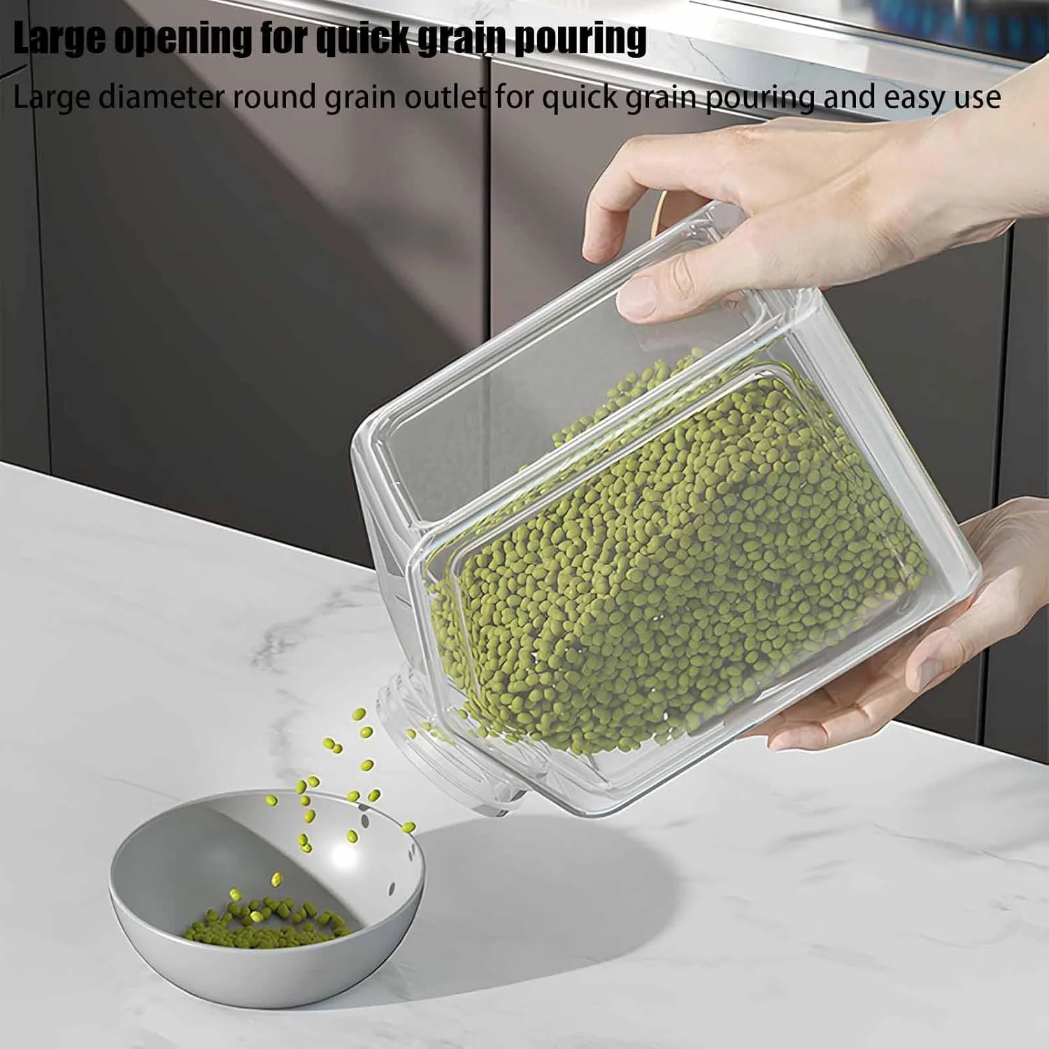 ظرف نگهداری غلات ضد رطوبت با دهانه خروجی، راه حل نگهداری مواد غذایی خشک و غیر قابل نفوذ هوا برای آشپزخانه، ظرفیت 1300 میلی لیتر