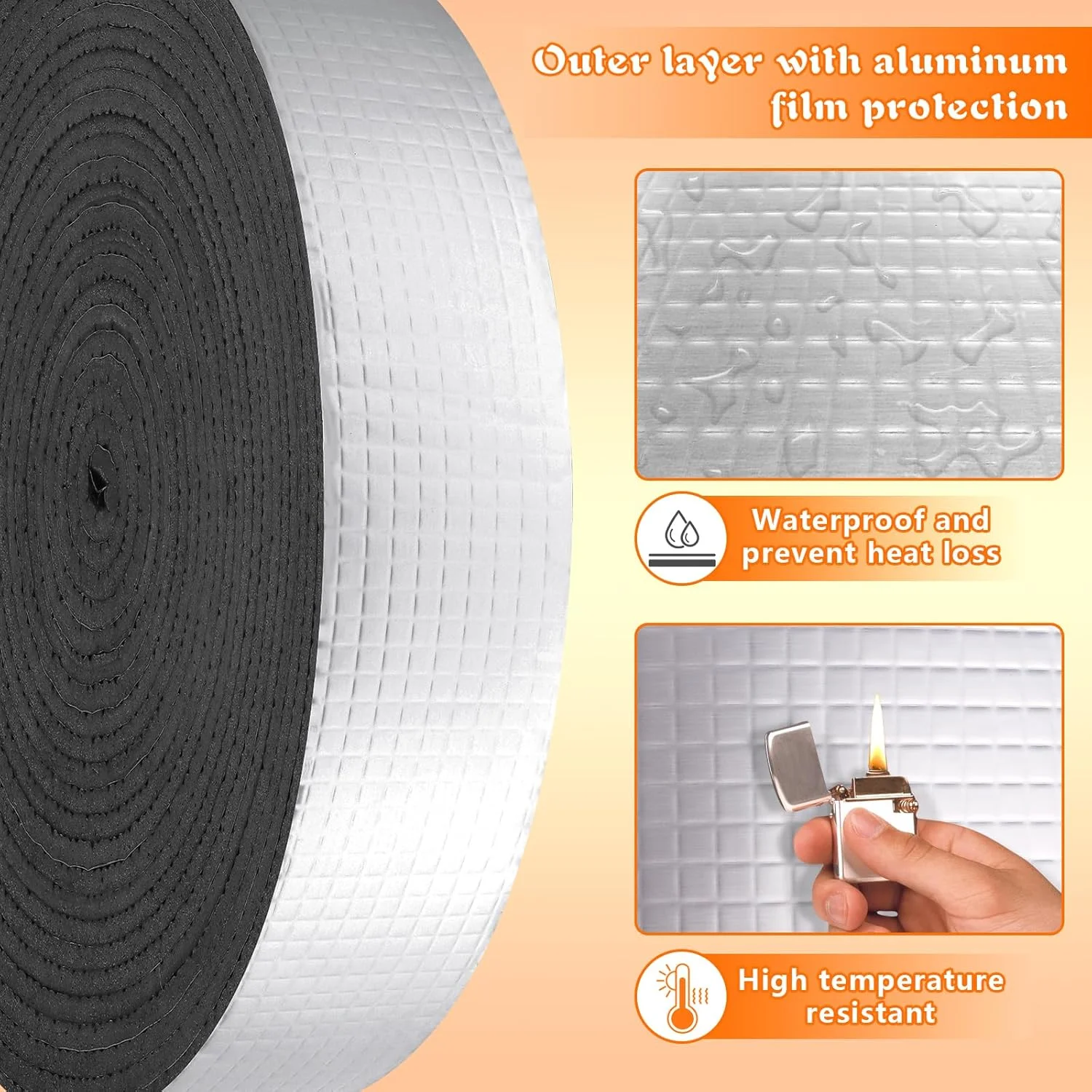 نوار عایق لوله GJL، عرض 2 اینچ در طول 32.8 فوت، فوم و فویل، خود چسب، برای محافظت از یخ زدگی در زمستان، عایق لوله برای لوله های آب سرد و گرم در فضای باز برای کاهش اتلاف گرما (1 عدد) نوار عایق لوله GJL، عرض 2 اینچ در طول 32.8 فوت، فوم و فویل، خود چسب، برای محافظت از یخ زدگی در زمستان، عایق لوله برای لوله های آب سرد و گرم در فضای باز برای کاهش اتلاف گرما (1 عدد)