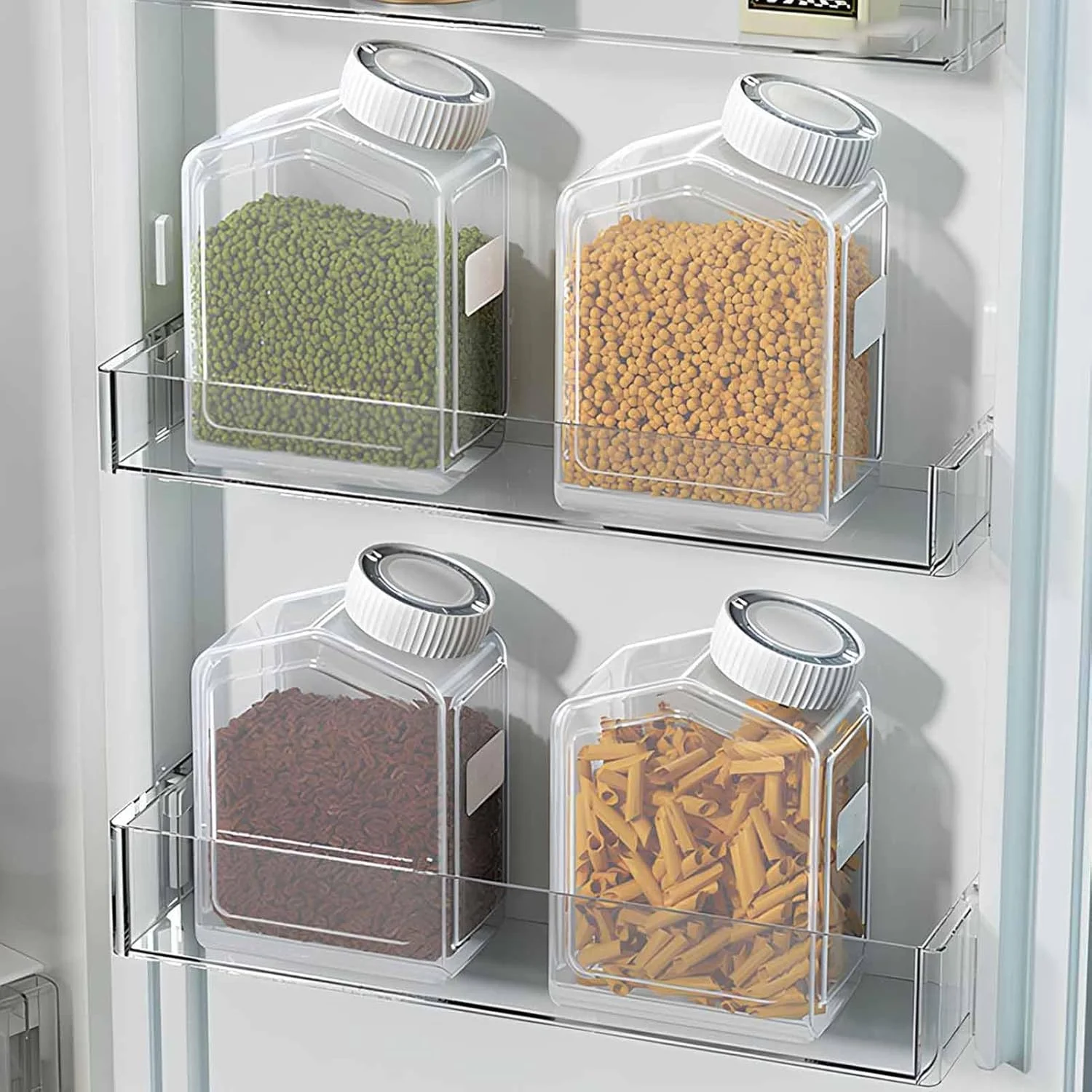 ظرف نگهداری غلات ضد رطوبت با دهانه خروجی، راه حل نگهداری مواد غذایی خشک و غیر قابل نفوذ هوا برای آشپزخانه، ظرفیت 1300 میلی لیتر