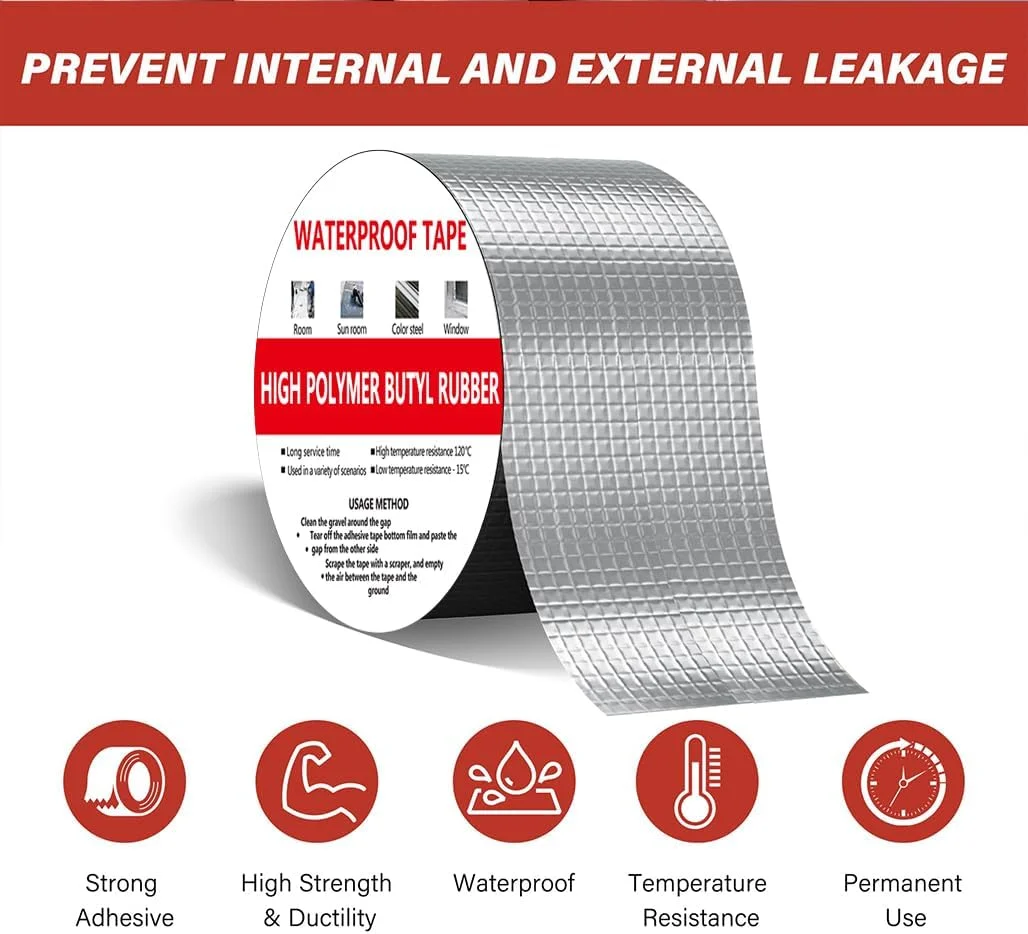 نوار چسب ضد آب Goodern، نوار بوتیل فویل آلومینیومی، نوار آب بندی خود چسب ضخیم شده برای تعمیر RV، آب بندی پنجره، آب بندی قایق و لوله، ترمیم نشتی سقف، نشتی اتصالات، نقره ای - 500×5 سانتی متر نوار چسب ضد آب Goodern، نوار بوتیل فویل آلومینیومی، نوار آب بندی خود چسب ضخیم شده برای تعمیر RV، آب بندی پنجره، آب بندی قایق و لوله، ترمیم نشتی سقف، نشتی اتصالات، نقره ای - 500×5 سانتی متر
