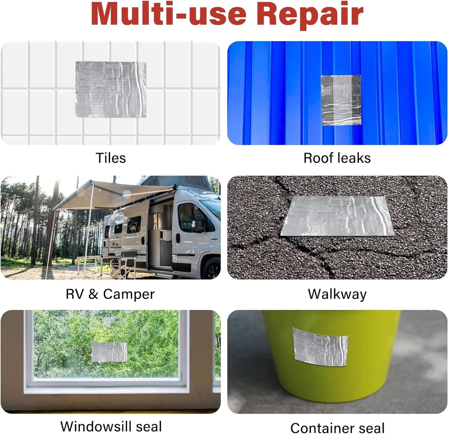 نوار چسب ضد آب Goodern، نوار بوتیل فویل آلومینیومی، نوار آب بندی خود چسب ضخیم شده برای تعمیر RV، آب بندی پنجره، آب بندی قایق و لوله، ترمیم نشتی سقف، نشتی اتصالات، نقره ای - 500×5 سانتی متر نوار چسب ضد آب Goodern، نوار بوتیل فویل آلومینیومی، نوار آب بندی خود چسب ضخیم شده برای تعمیر RV، آب بندی پنجره، آب بندی قایق و لوله، ترمیم نشتی سقف، نشتی اتصالات، نقره ای - 500×5 سانتی متر