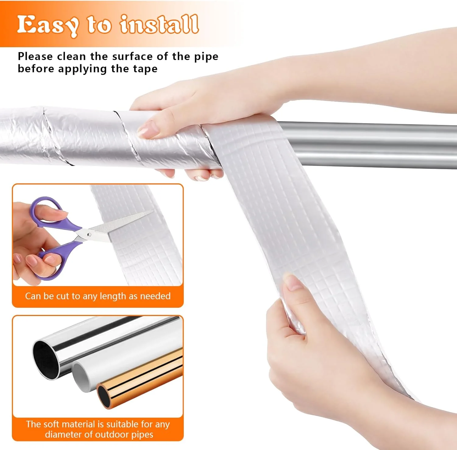 نوار عایق لوله GJL، عرض 2 اینچ در طول 32.8 فوت، فوم و فویل، خود چسب، برای محافظت از یخ زدگی در زمستان، عایق لوله برای لوله های آب سرد و گرم در فضای باز برای کاهش اتلاف گرما (1 عدد) نوار عایق لوله GJL، عرض 2 اینچ در طول 32.8 فوت، فوم و فویل، خود چسب، برای محافظت از یخ زدگی در زمستان، عایق لوله برای لوله های آب سرد و گرم در فضای باز برای کاهش اتلاف گرما (1 عدد)