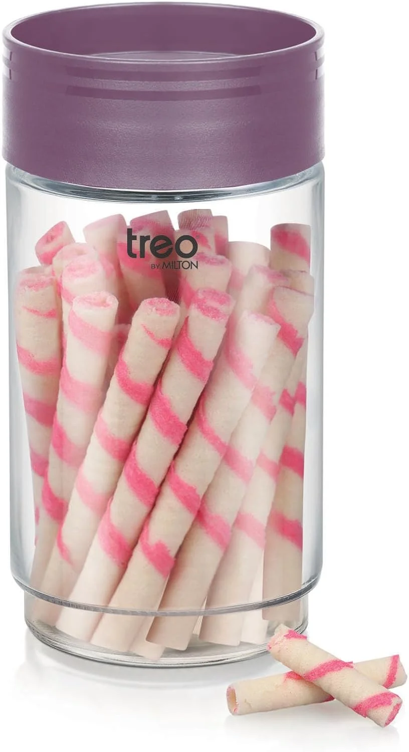 ظرف شیشه ای درب دار میلتون Treo One Up، ظروف نگهداری مواد غذایی آشپزخانه با درب محکم، بدون BPA، سازمان دهنده شیشه ای، دبه چند منظوره برای غذا، ادویه، غلات، کلوچه، غذای خشک، ست 1 عددی، 750 میلی لیتر، جورچین