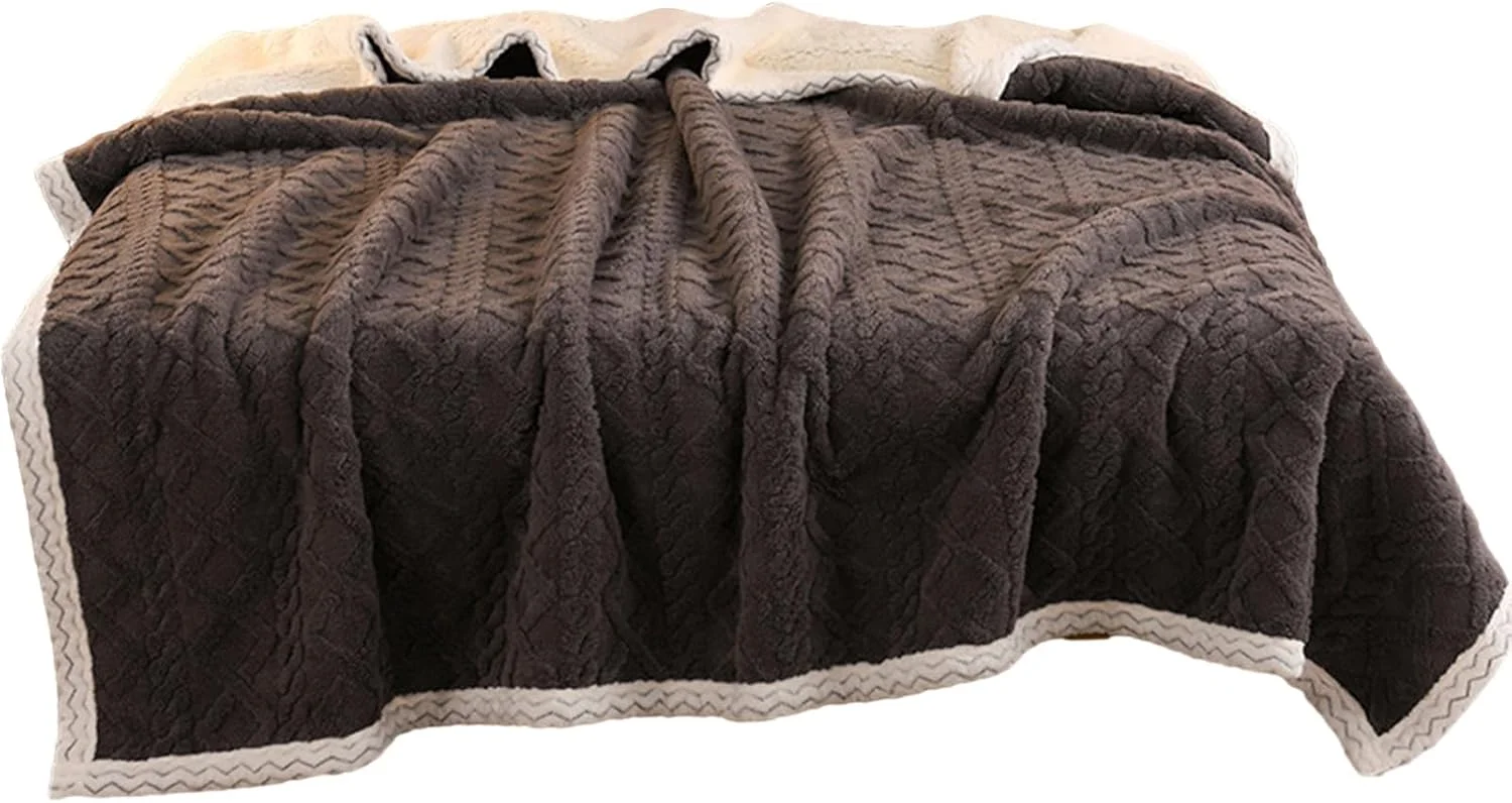 پتو پشمی شیری مناسب برای مبل، تخت خواب، پتوی ضخیم و گرم برای پاییز و زمستان، راحت، قابل شستشو و مناسب برای تهویه مطبوع