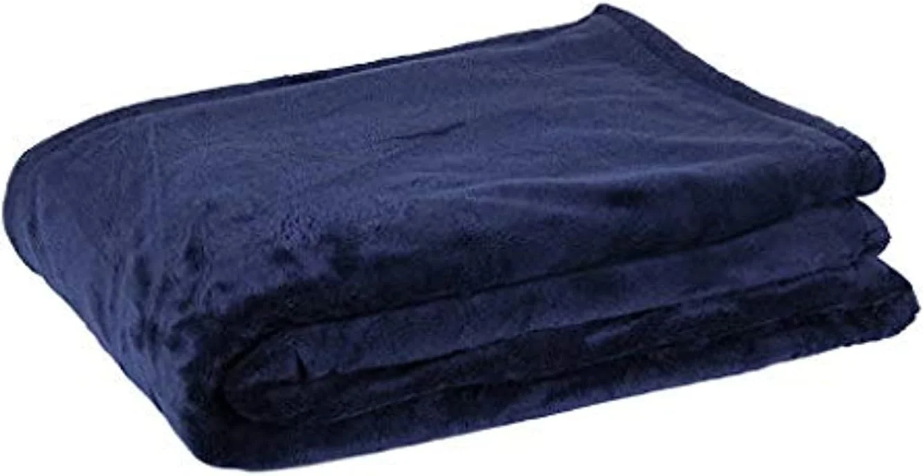 پتو پشمی فلانل آبی تیره ۱۶۰x۲۰۰ سانتی متر