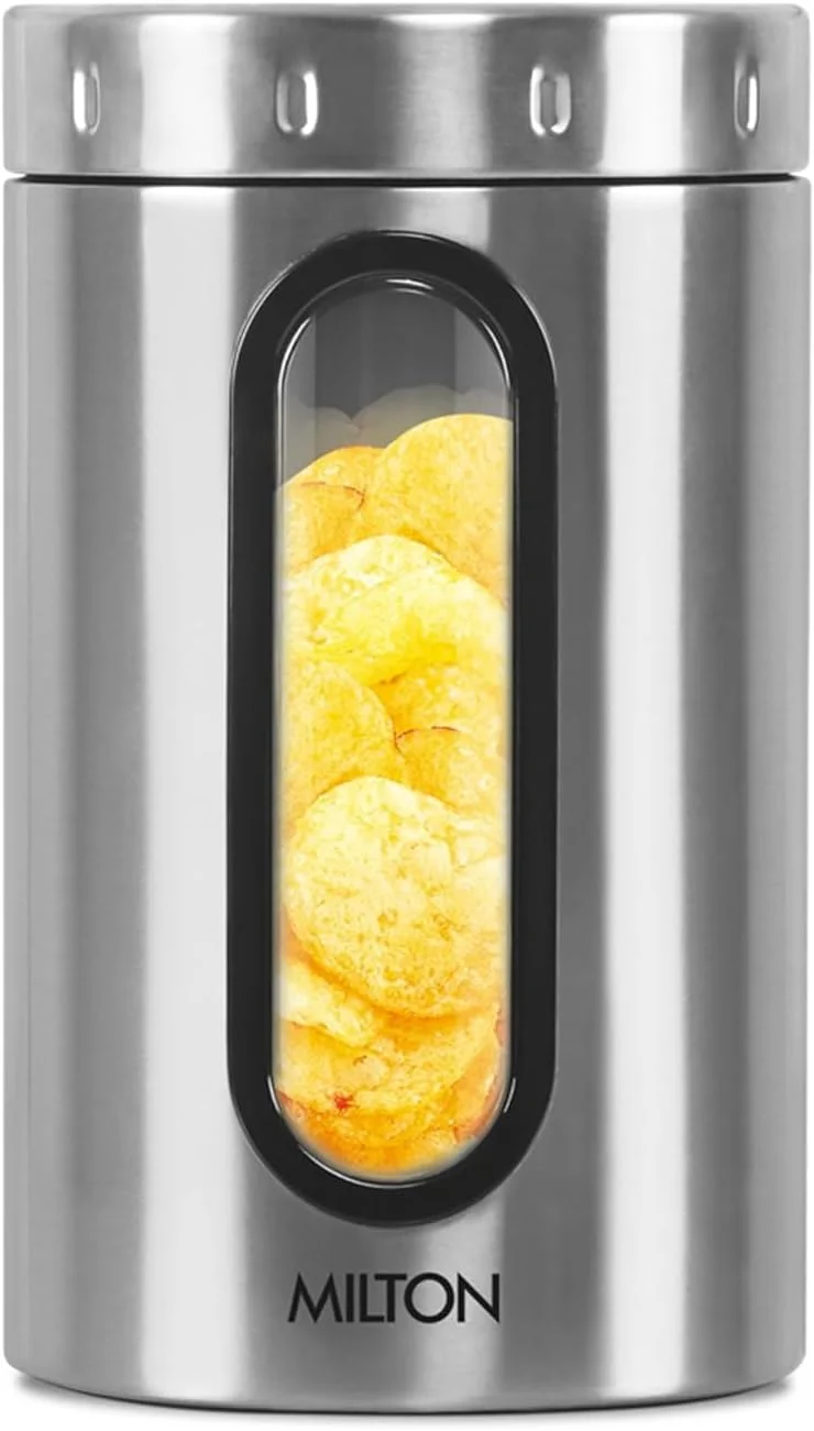 ظرف نگهداری استیل MILTON مدل Crispy 1500، حجم 1.45 لیتر، نقره ای | سبک وزن | ضد بو | قابل شستشو در ماشین ظرفشویی | دارای درب محکم | تک جداره | تمیز کردن آسان | ظرف آشپزخانه