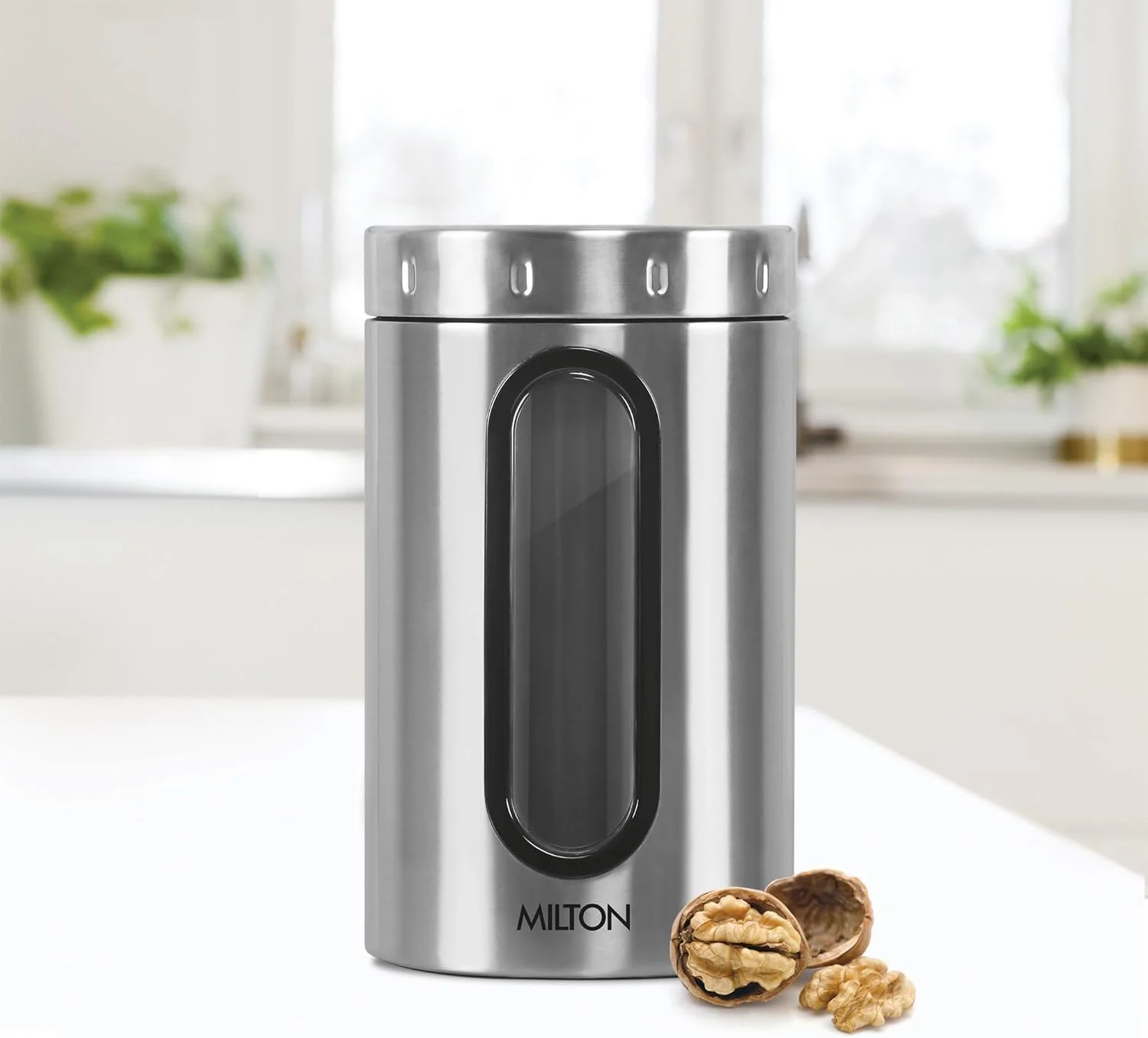 ظرف نگهداری استیل MILTON مدل Crispy 1500، حجم 1.45 لیتر، نقره ای | سبک وزن | ضد بو | قابل شستشو در ماشین ظرفشویی | دارای درب محکم | تک جداره | تمیز کردن آسان | ظرف آشپزخانه