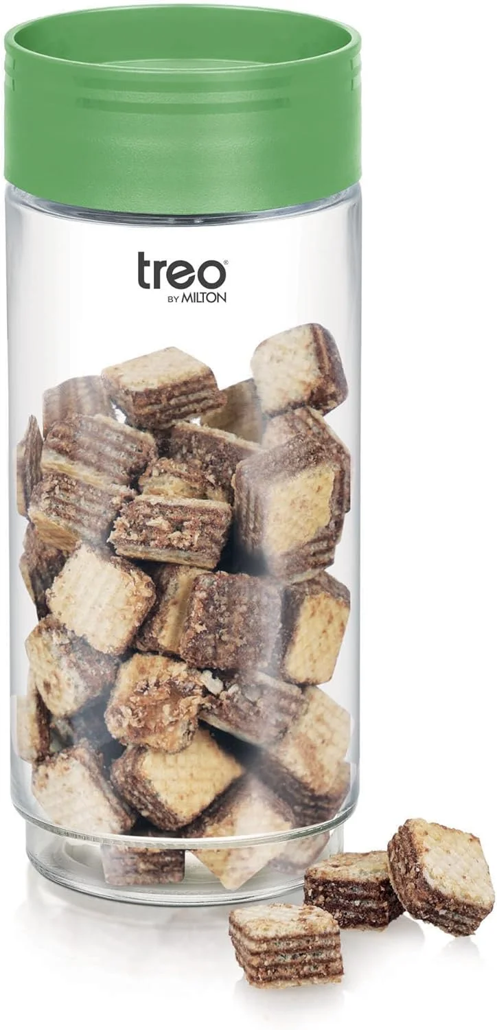ظرف شیشه ای درب دار میلتون مدل Treo One Up، ظروف نگهداری مواد غذایی آشپزخانه با درب محکم، بدون BPA، سازمان دهنده شیشه ای برای غذا، ادویه، غلات، کلوچه، غذای خشک، 1000 میلی لیتر (باریک)، متنوع