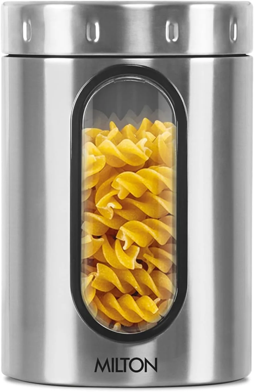 ظرف نگهداری استیل MILTON مدل Crispy 2000، ظرفیت 2 لیتر، نقره ای | سبک وزن | ضد بو | قابل شستشو در ماشین ظرفشویی | ضد هوا | تک جداره | تمیز کردن آسان | ظرف آشپزخانه