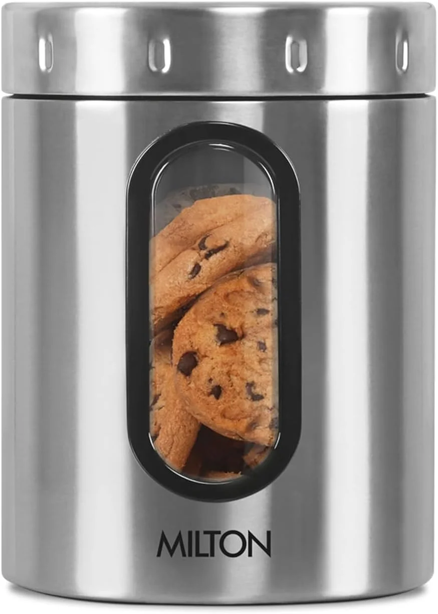 ظرف نگهداری استیل میلتون مدل Crispy 1000، ظرفیت 1000 میلی لیتر، نقره ای | سبک وزن | ضد بو | قابل شستشو در ماشین ظرفشویی | دارای درب محکم | تک جداره | تمیز کردن آسان | ظرف آشپزخانه