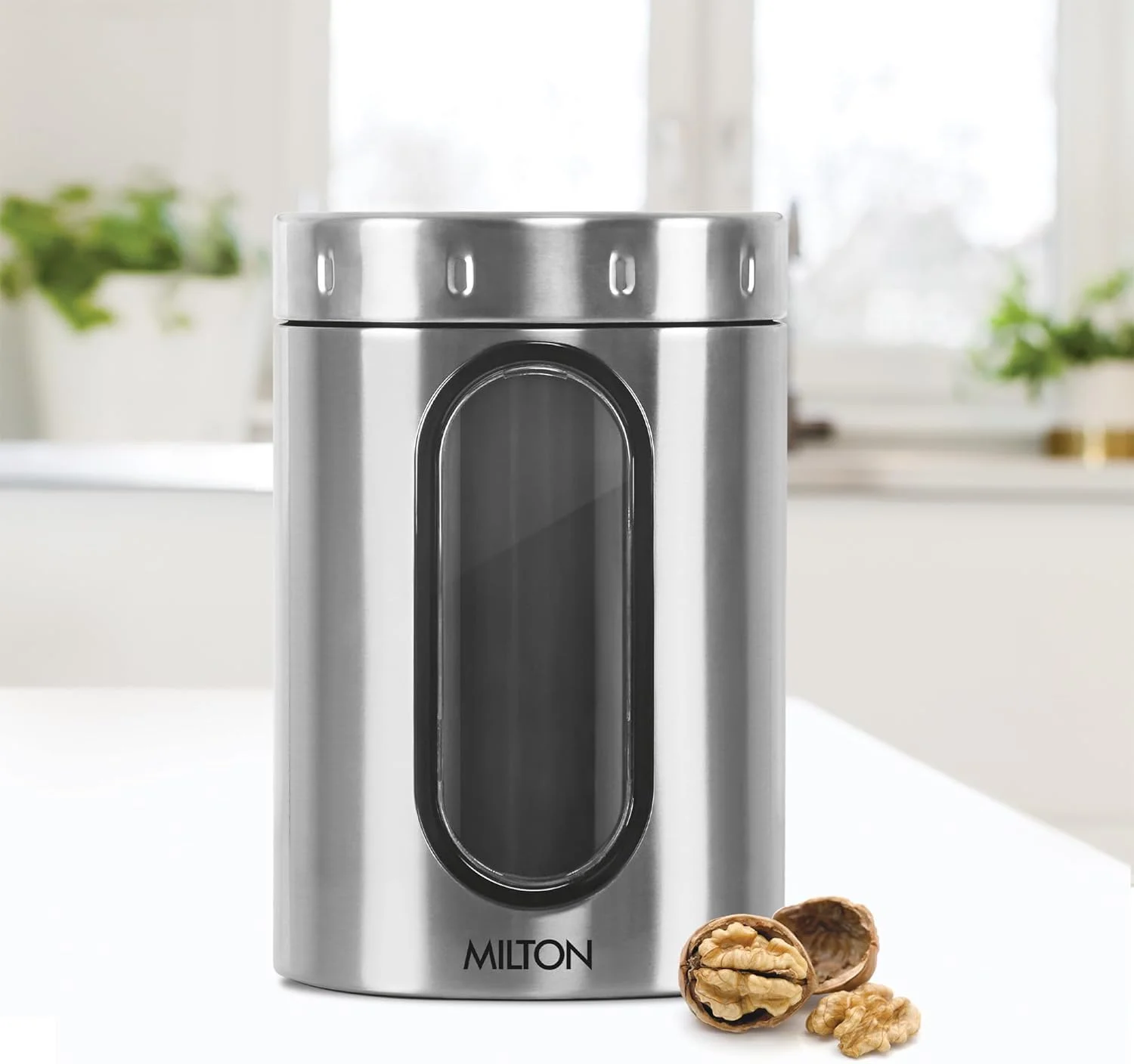 ظرف نگهداری استیل MILTON مدل Crispy 2000، ظرفیت 2 لیتر، نقره ای | سبک وزن | ضد بو | قابل شستشو در ماشین ظرفشویی | ضد هوا | تک جداره | تمیز کردن آسان | ظرف آشپزخانه