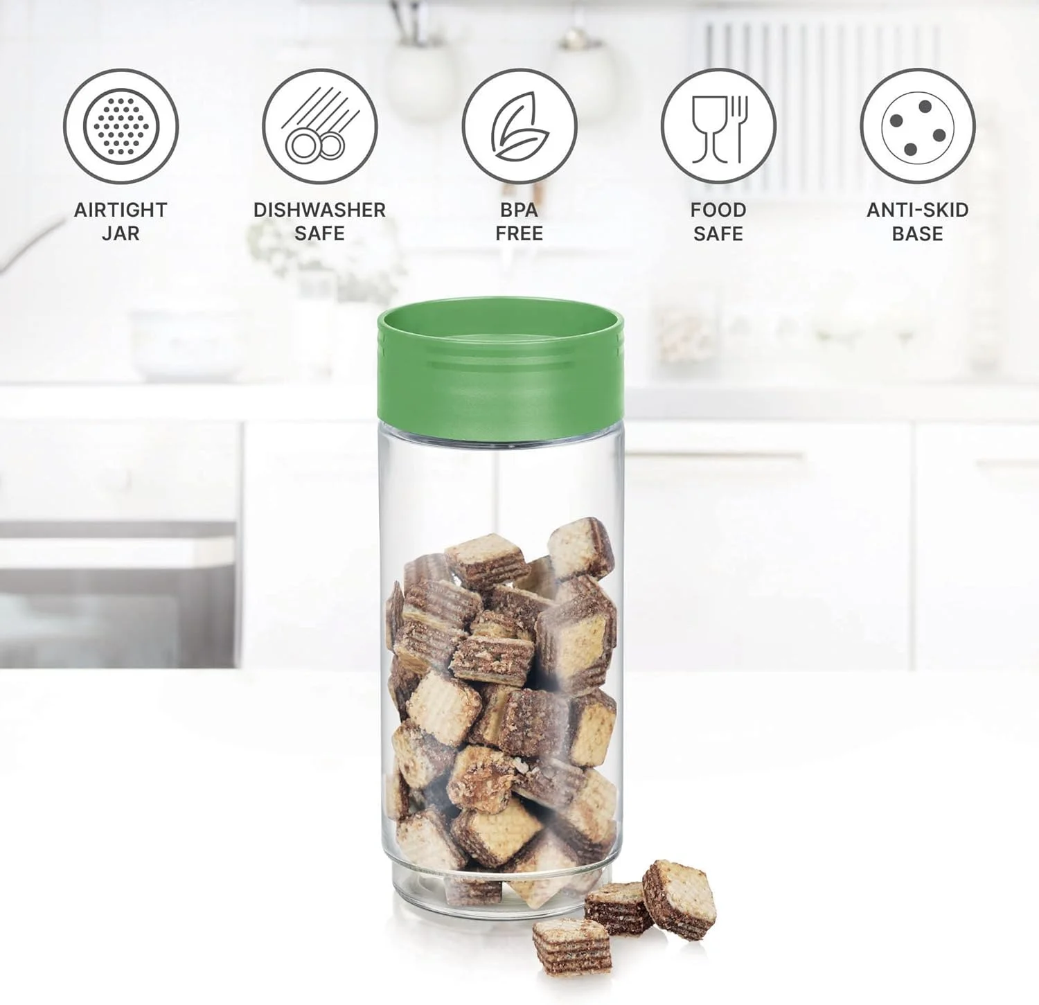 ظرف شیشه ای درب دار میلتون مدل Treo One Up، ظروف نگهداری مواد غذایی آشپزخانه با درب محکم، بدون BPA، سازمان دهنده شیشه ای برای غذا، ادویه، غلات، کلوچه، غذای خشک، 1000 میلی لیتر (باریک)، متنوع