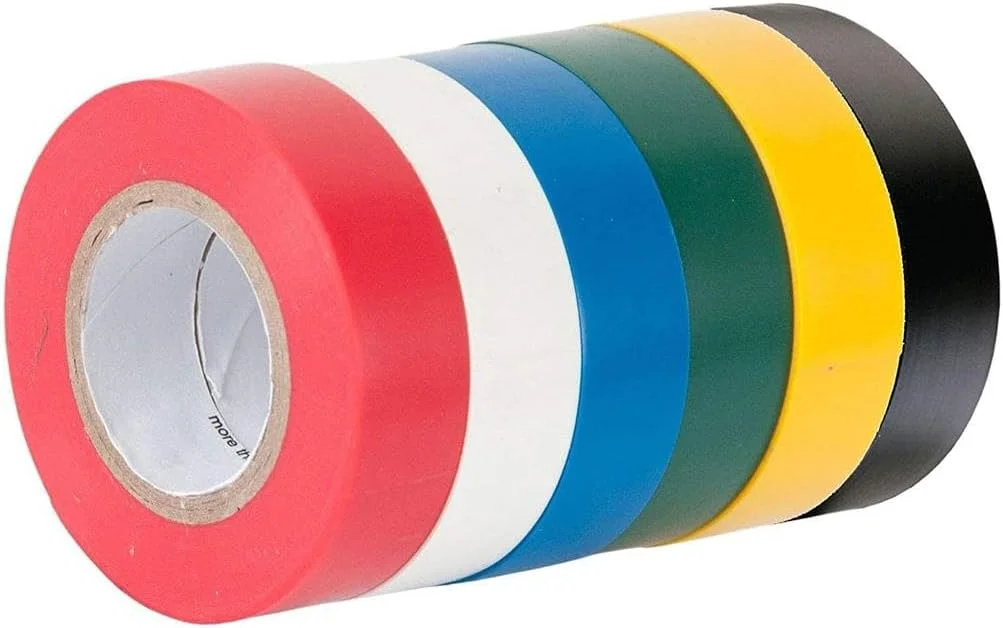 نوار عایق الکتریکی ضد آب، چسب سیم، مقاوم در برابر حرارت بالا، PVC ضد شعله، نوارهای PVC عایق با چسبندگی قوی، رنگ های مختلف 0.18mm x 18mm x 10 یارد