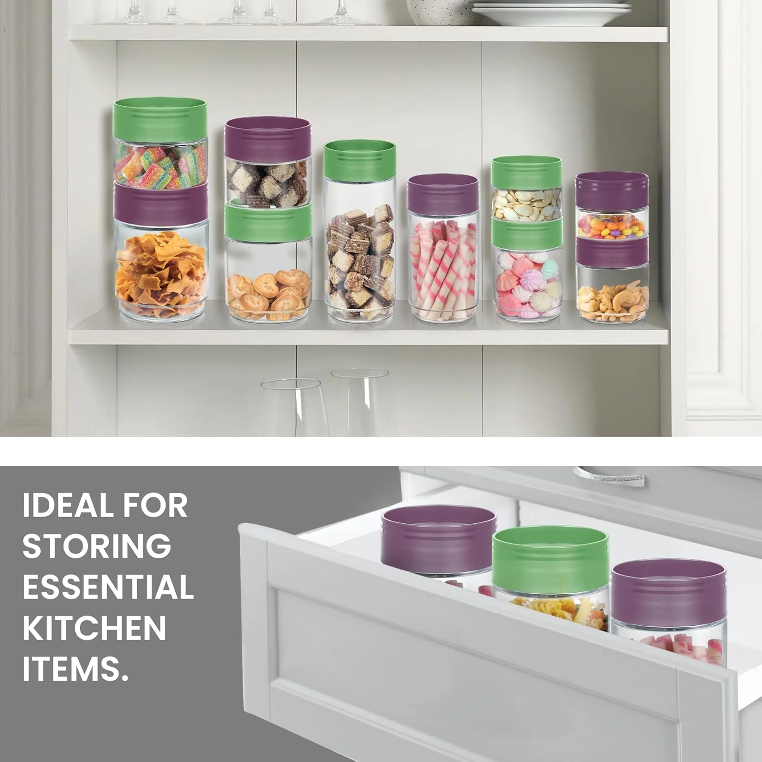 ظرف شیشه ای درب دار میلتون مدل Treo One Up، ظروف نگهداری مواد غذایی آشپزخانه با درب محکم، بدون BPA، سازمان دهنده شیشه ای، ظرف چند منظوره برای غذا، ادویه، غلات، کلوچه، غذای خشک، ست 2 عددی، 500 میلی لیتر، متنوع ظرف شیشه ای درب دار میلتون مدل Treo One Up، ظروف نگهداری مواد غذایی آشپزخانه با درب محکم، بدون BPA، سازمان دهنده شیشه ای، ظرف چند منظوره برای غذا، ادویه، غلات، کلوچه، غذای خشک، ست 2 عددی، 500 میلی لیتر، متنوع