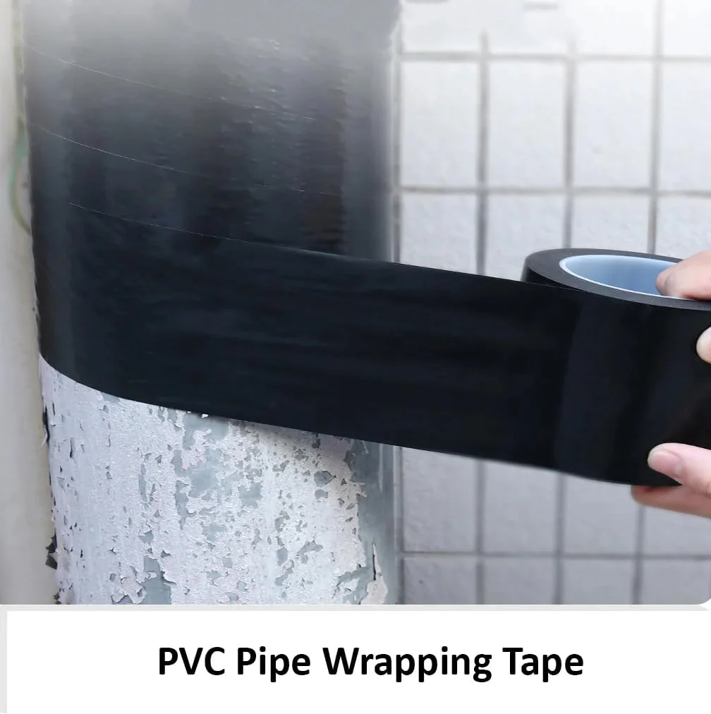 Siltox Black Electrical PVC Pipe Wrapping Tape 2" x 100' | Heavy-Duty PVC Tube Tape for Leak Prevention | Waterproof Insulation Tape for Electronic Parts, Connectors, and Pipe Repair (2)