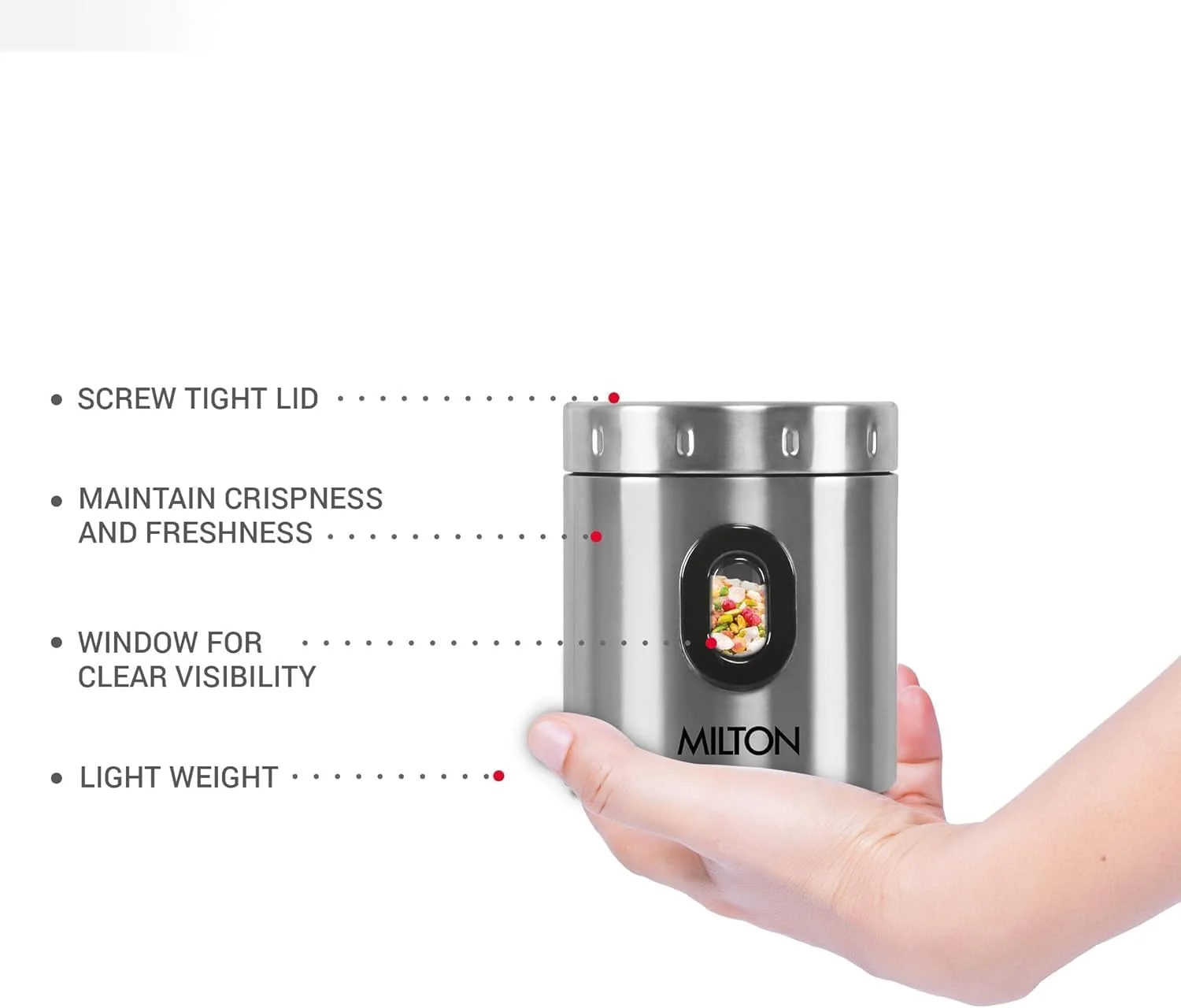 ظرف نگهداری استیل میلتون مدل Crispy 200، ظرفیت 200 میلی لیتر، نقره ای | سبک وزن | ضد بو | قابل شستشو در ماشین ظرفشویی | دارای درب محکم | تک جداره | تمیز کردن آسان | ظرف آشپزخانه ظرف نگهداری استیل میلتون مدل Crispy 200، ظرفیت 200 میلی لیتر، نقره ای | سبک وزن | ضد بو | قابل شستشو در ماشین ظرفشویی | دارای درب محکم | تک جداره | تمیز کردن آسان | ظرف آشپزخانه
