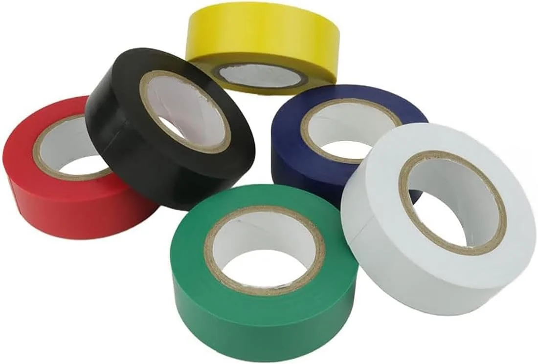 نوار عایق الکتریکی ضد آب، چسب سیم، مقاوم در برابر حرارت بالا، PVC ضد شعله، نوارهای PVC عایق با چسبندگی قوی، رنگ های مختلف 0.18mm x 18mm x 10 یارد