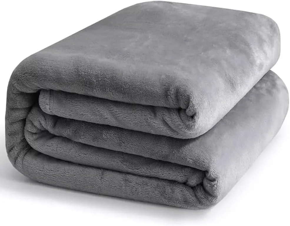 پتوی پشمی فلانل T G H سایز دو نفره (220x240) مناسب تمام فصول، پتوی نرم و گرم برای تخت و مبل، پتوی پشمی فلانل راحت و نرم (خاکستری تیره، دو نفره)