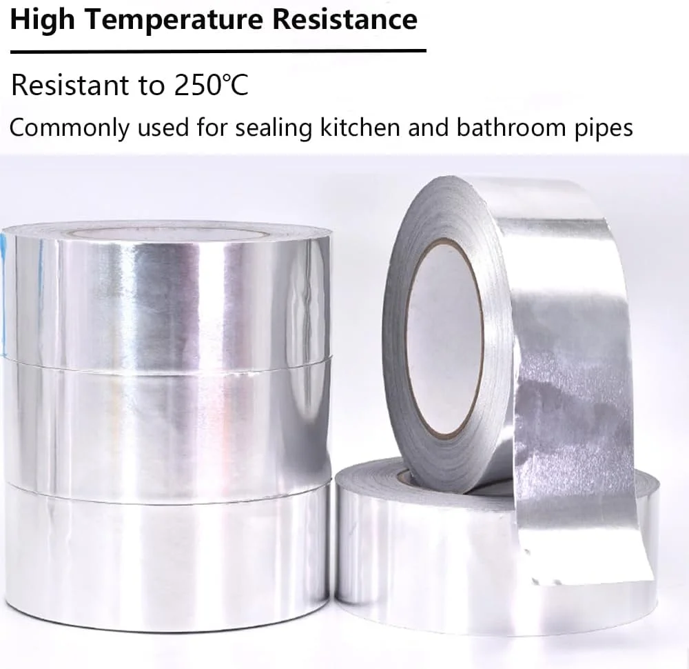 نوار فویل آلومینیومی EOMECUIGAO، 5 سانتی متر، 2 عدد، نوار چسب نقره ای، نوار فلزی آلومینیومی برای کانال کشی، آب بندی، درزگیری، تهویه مطبوع، دریچه های خشک کن