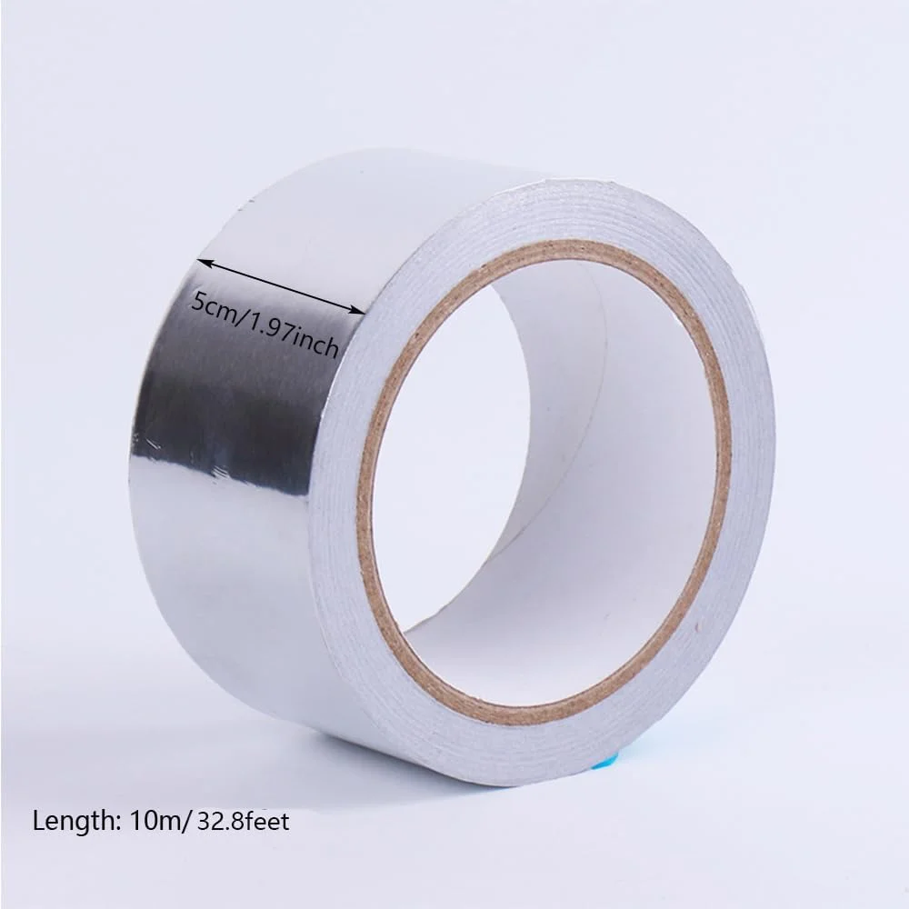 نوار فویل آلومینیومی EOMECUIGAO، 5 سانتی متر، 2 عدد، نوار چسب نقره ای، نوار فلزی آلومینیومی برای کانال کشی، آب بندی، درزگیری، تهویه مطبوع، دریچه های خشک کن